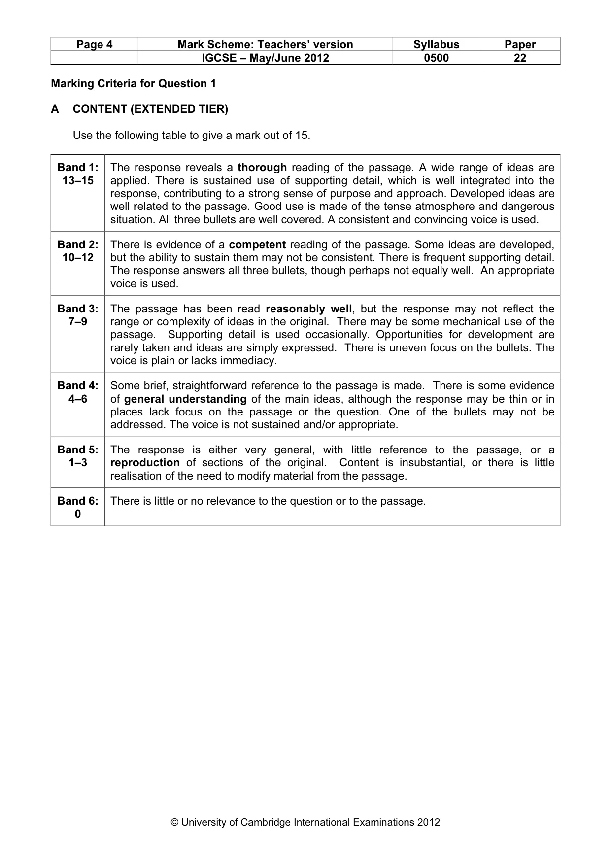 Mark scheme, page 4 of 10