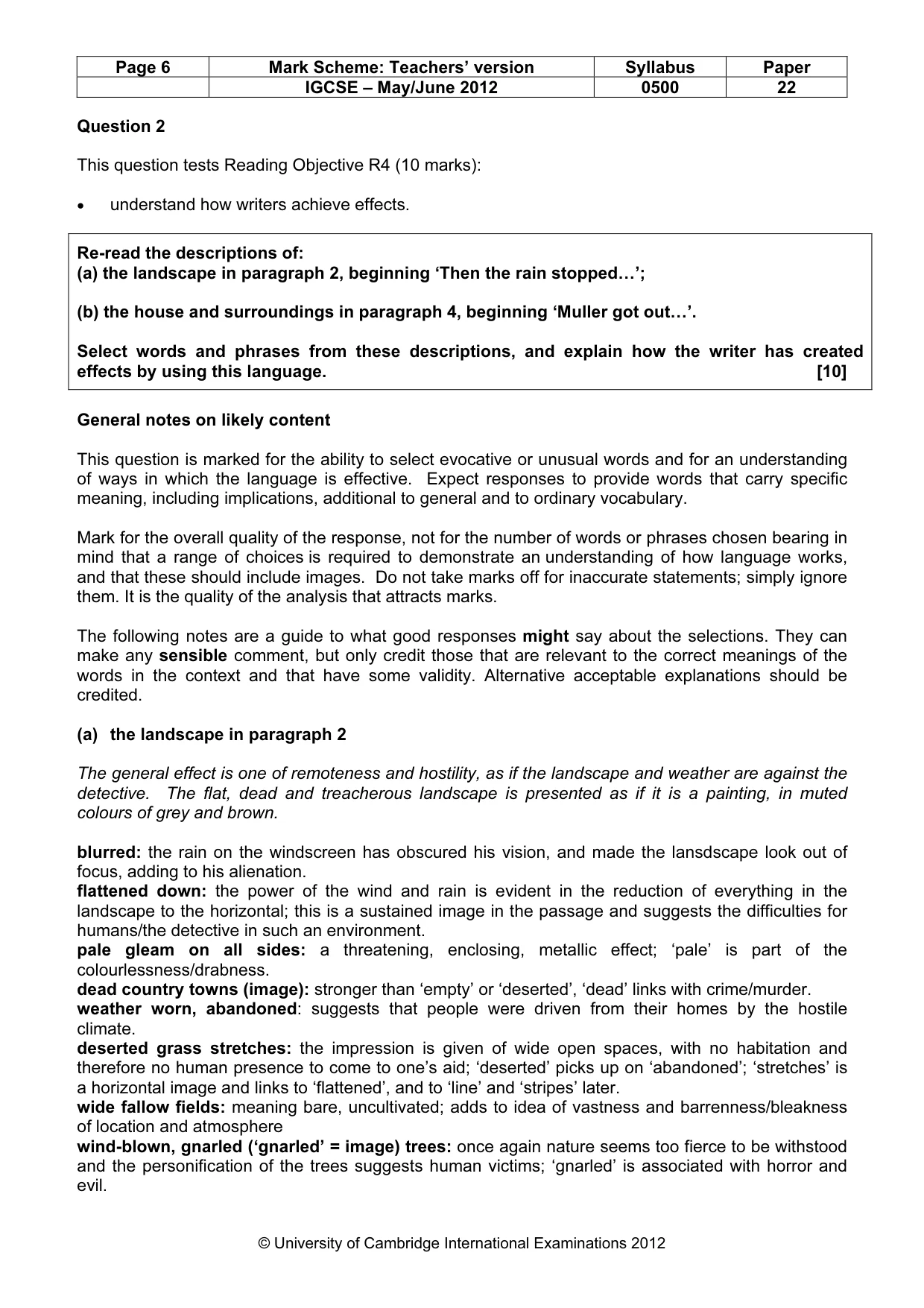 Mark scheme, page 6 of 10