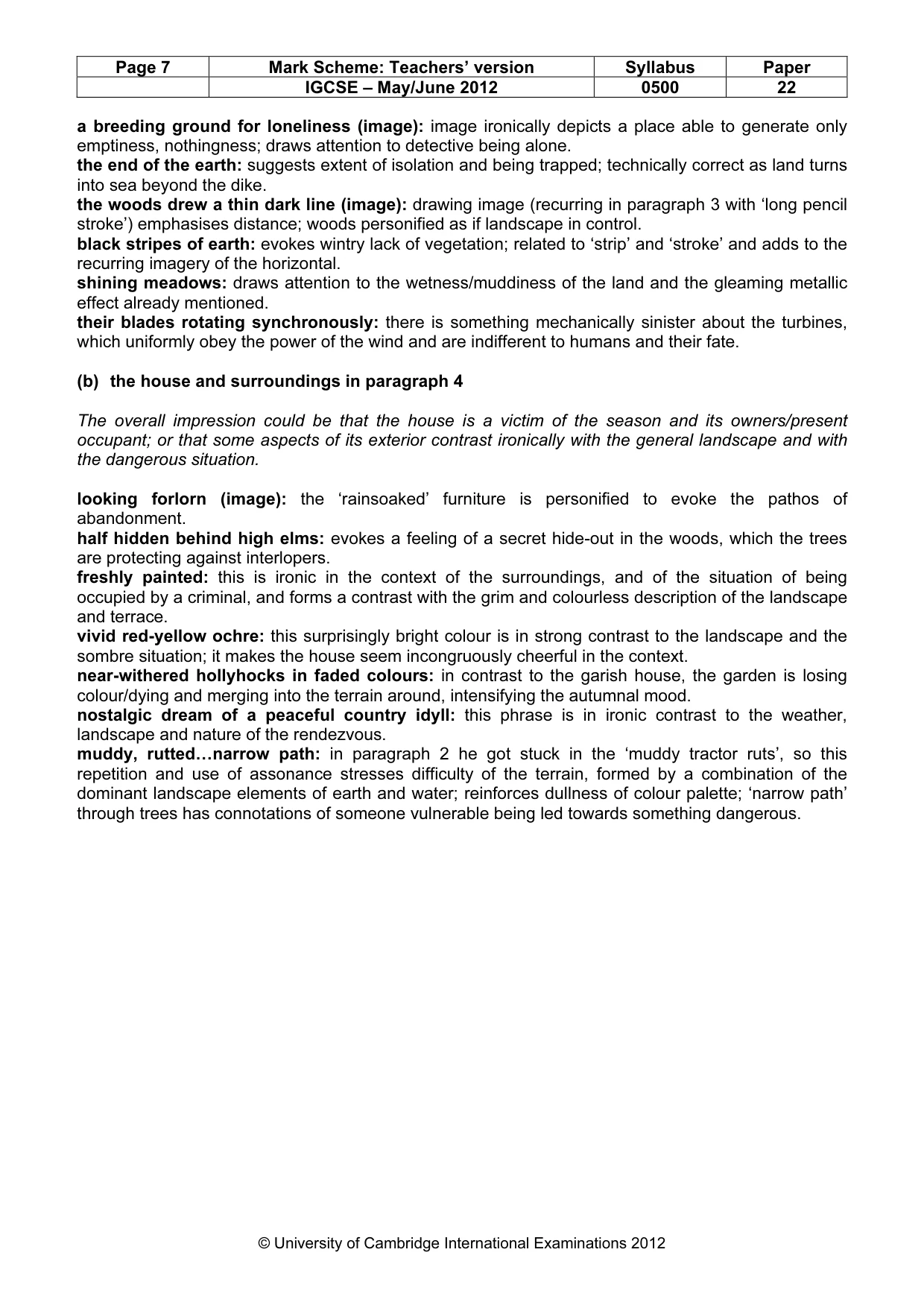 Mark scheme, page 7 of 10