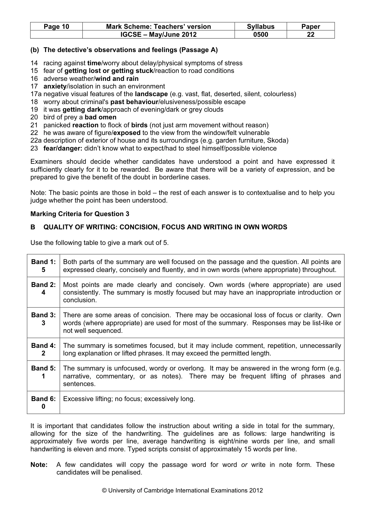 Mark scheme, page 10 of 10