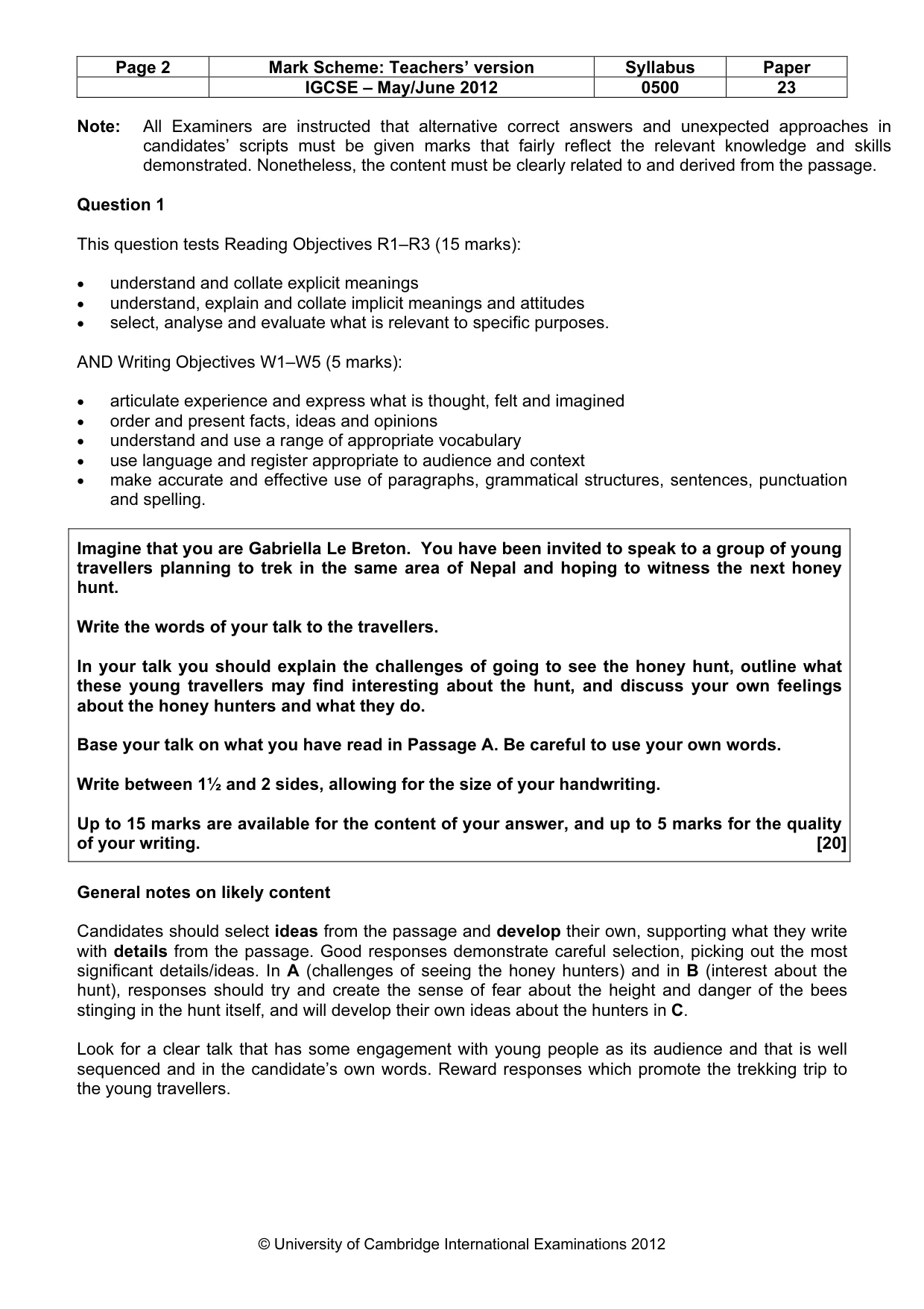 Mark scheme, page 2 of 10