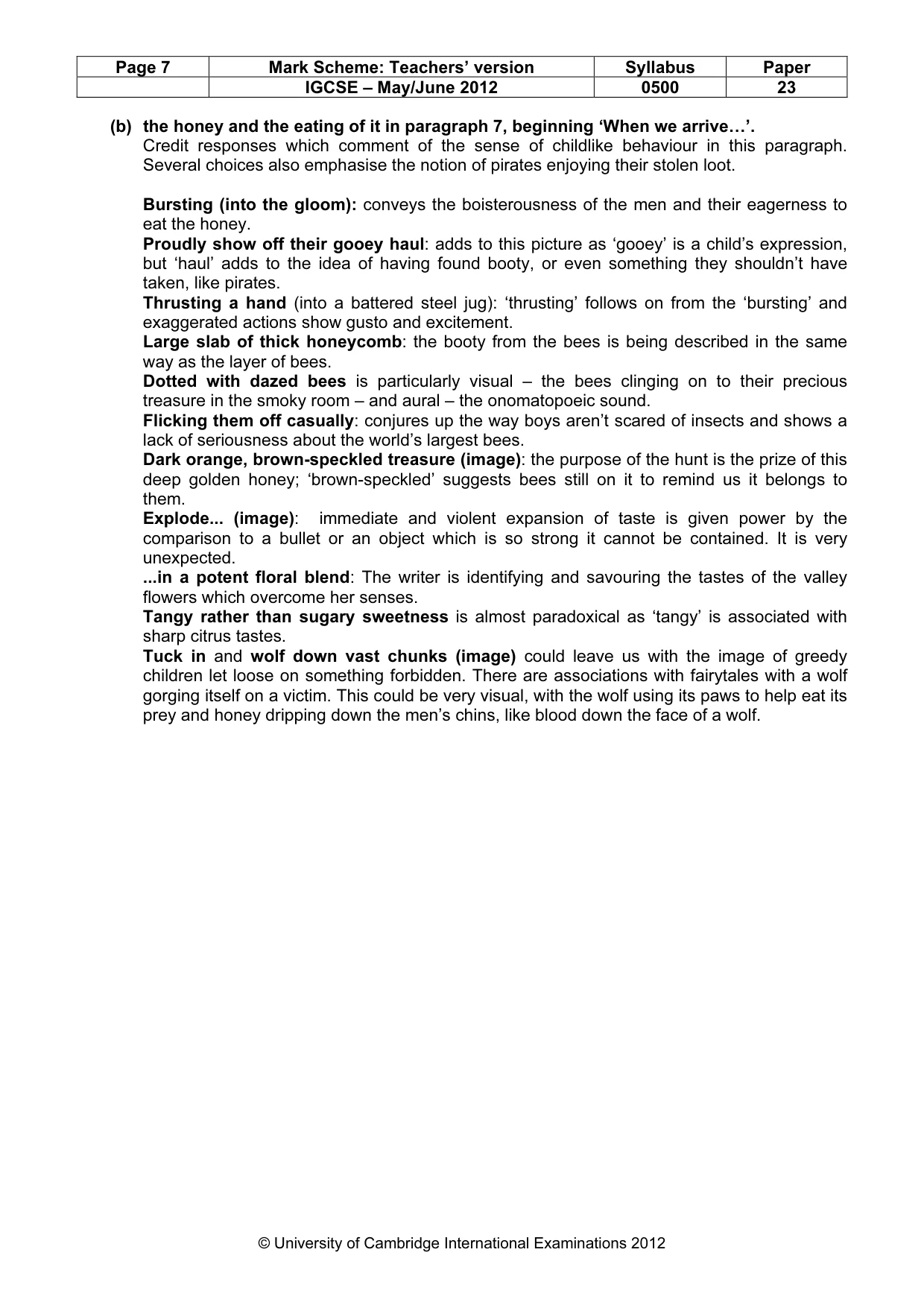 Mark scheme, page 7 of 10
