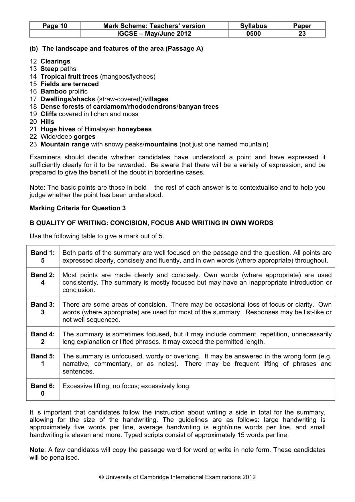 Mark scheme, page 10 of 10