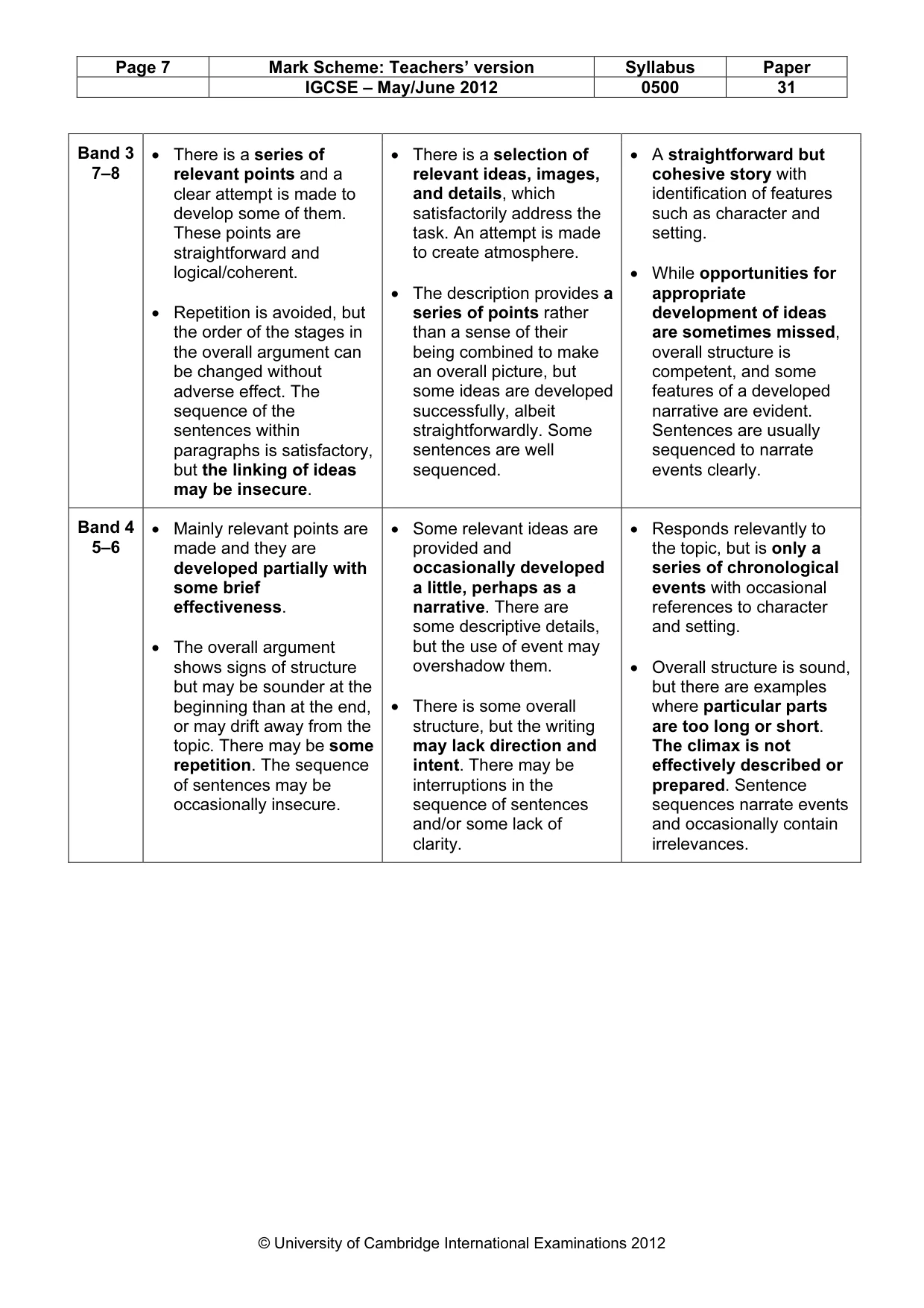 Mark scheme, page 7 of 9