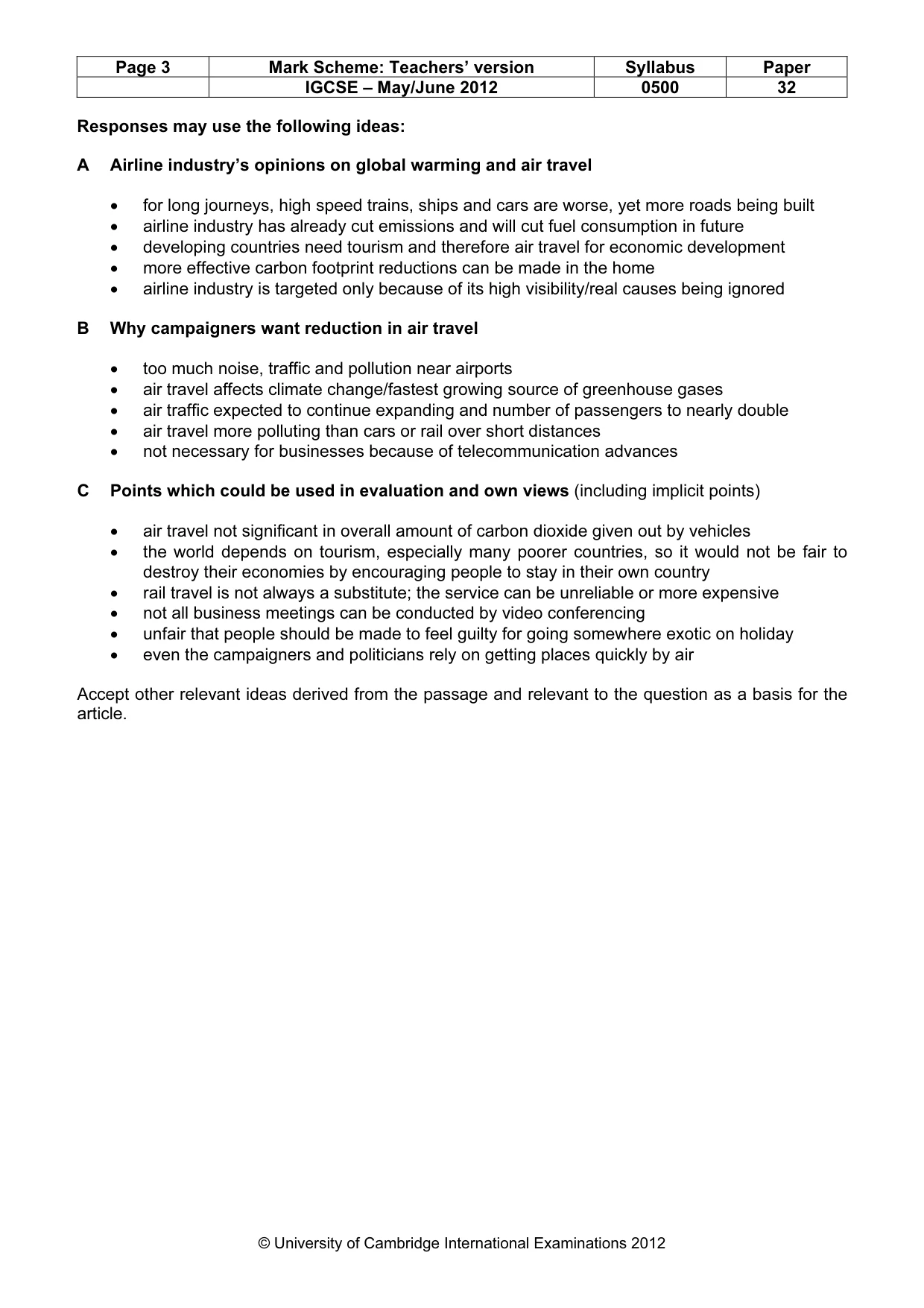 Mark scheme, page 3 of 9