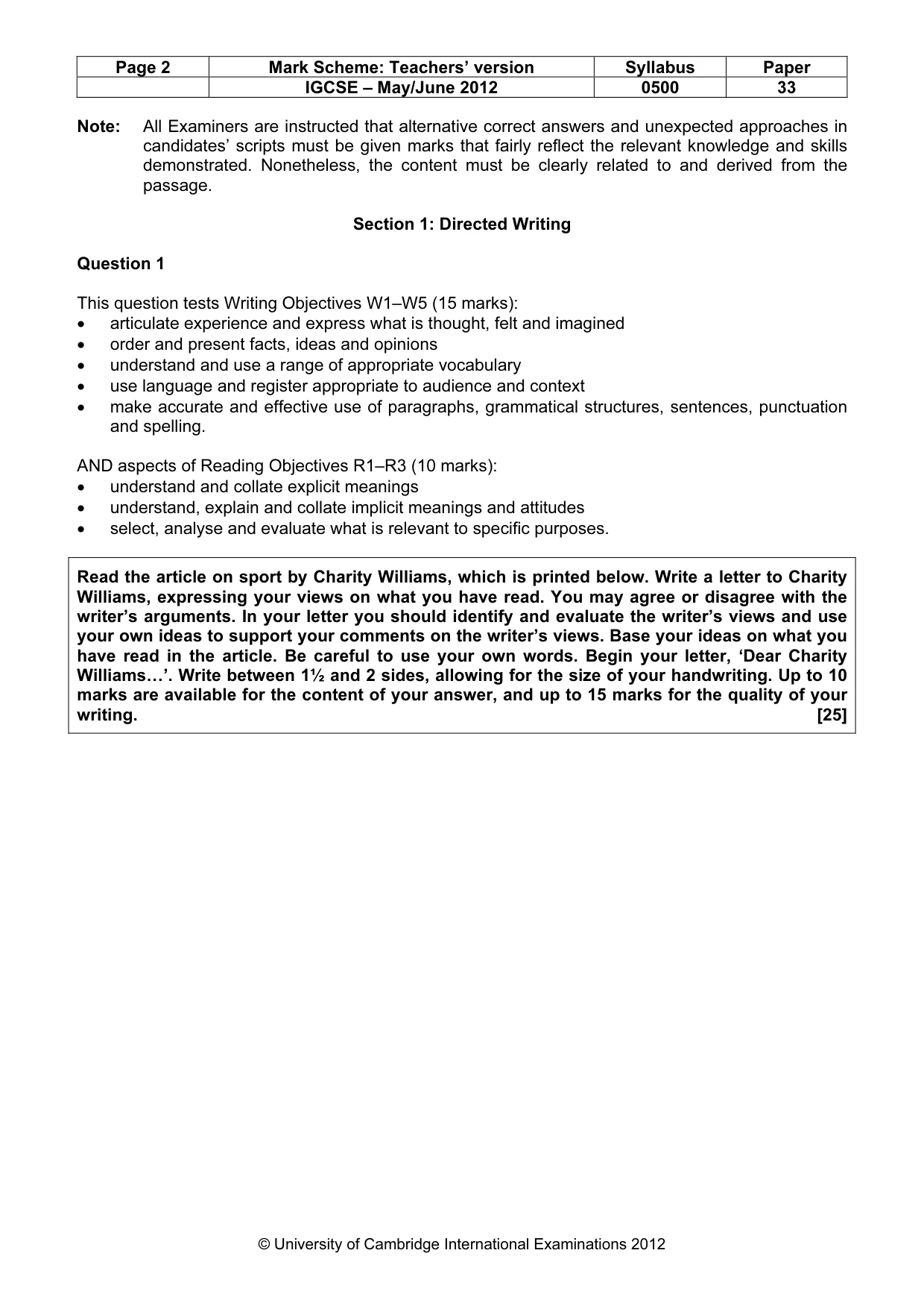 Mark scheme, page 2 of 9