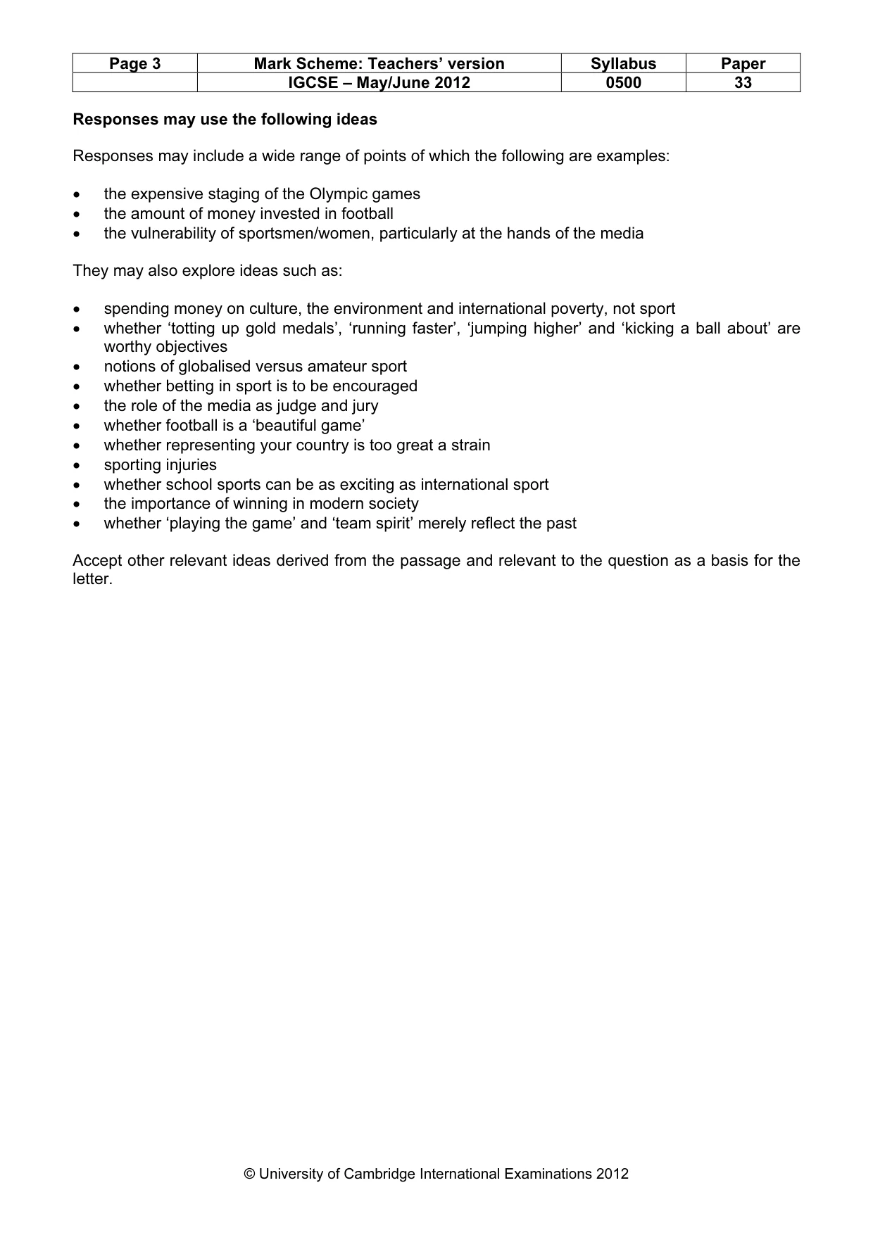 Mark scheme, page 3 of 9