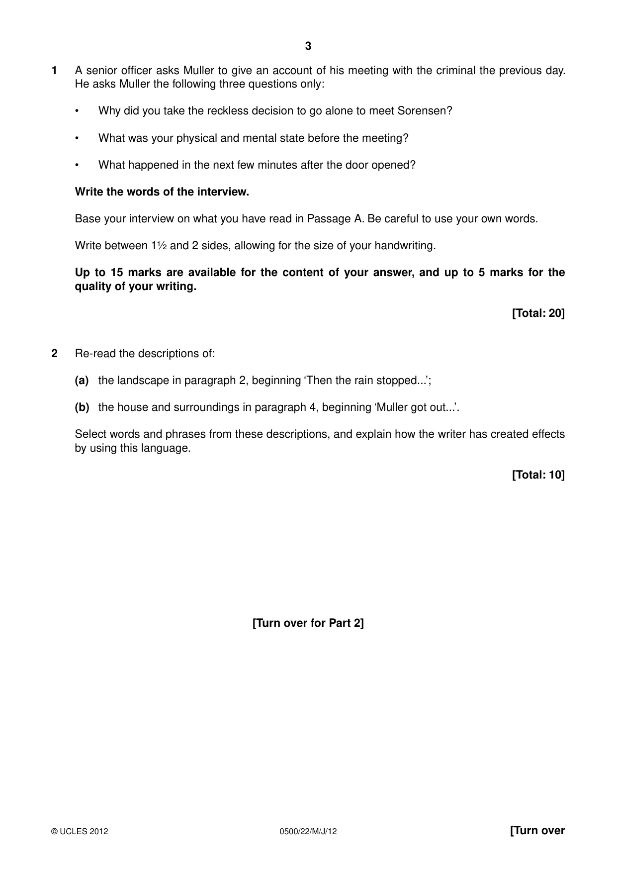 Cambridge IGCSE English - First Language 0500 2012 May/June Paper 2 · Variant 2 question paper, page 3 of 8