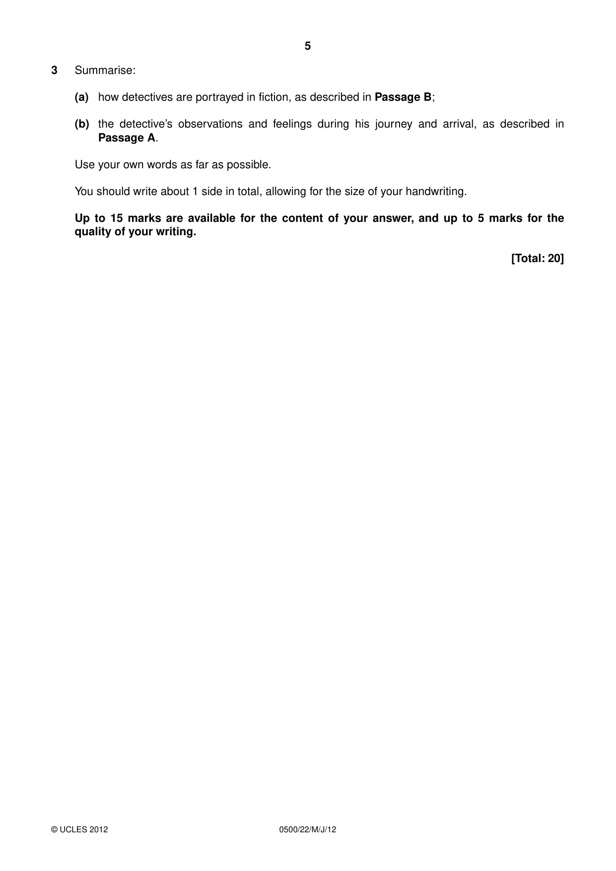 Cambridge IGCSE English - First Language 0500 2012 May/June Paper 2 · Variant 2 question paper, page 5 of 8