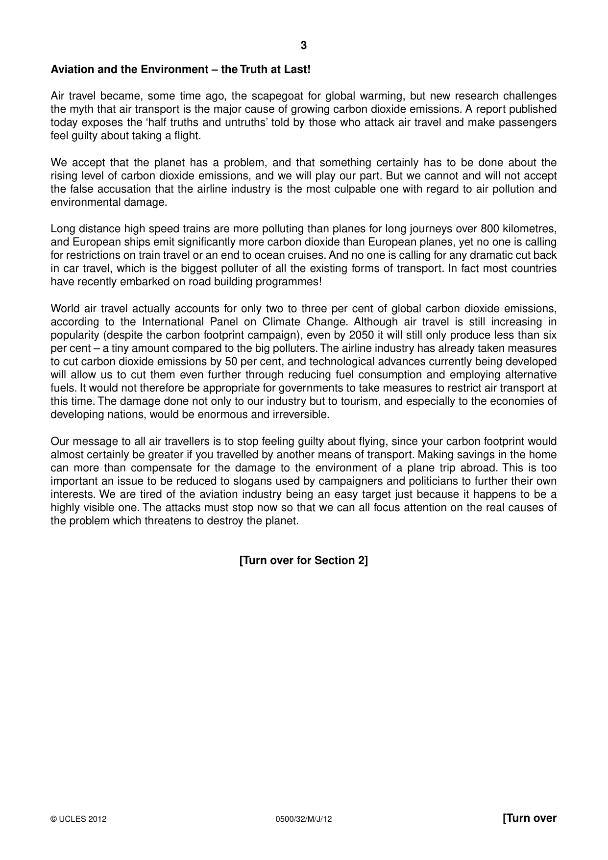 Cambridge IGCSE English - First Language 0500 2012 May/June Paper 3 · Variant 2 question paper, page 3 of 4