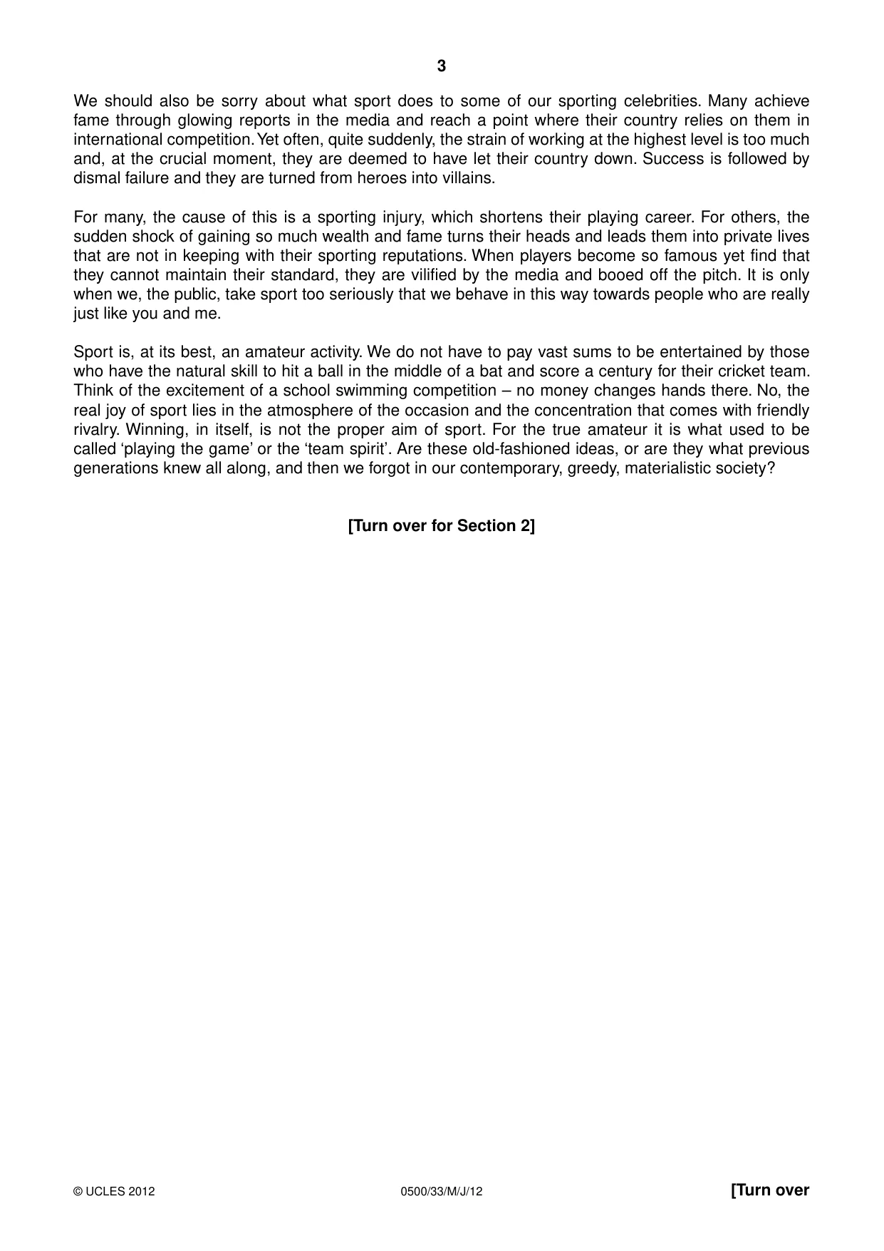 Cambridge IGCSE English - First Language 0500 2012 May/June Paper 3 · Variant 3 question paper, page 3 of 4