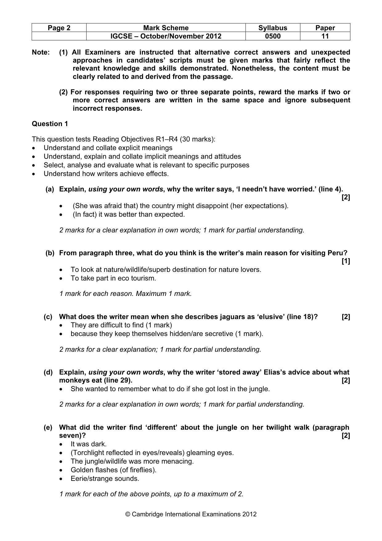 Mark scheme, page 2 of 7