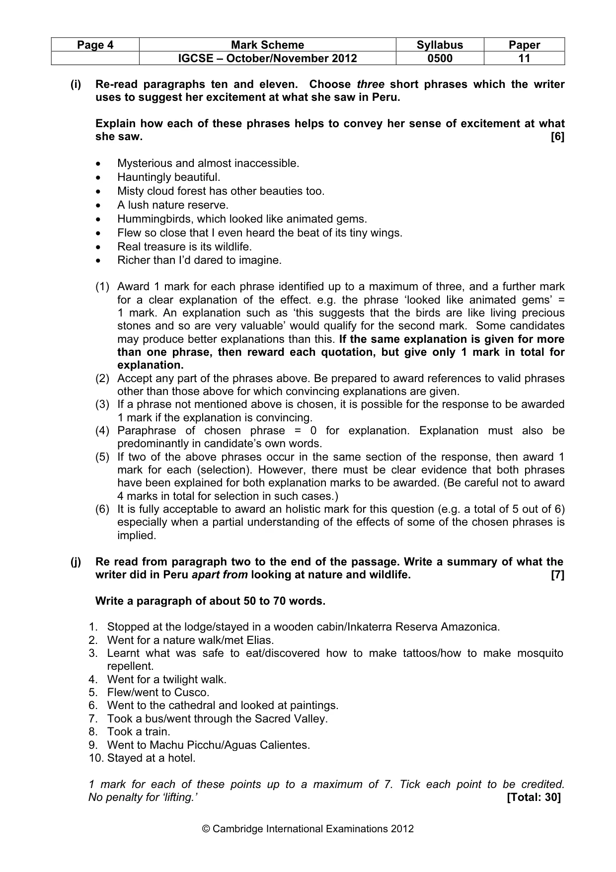 Mark scheme, page 4 of 7