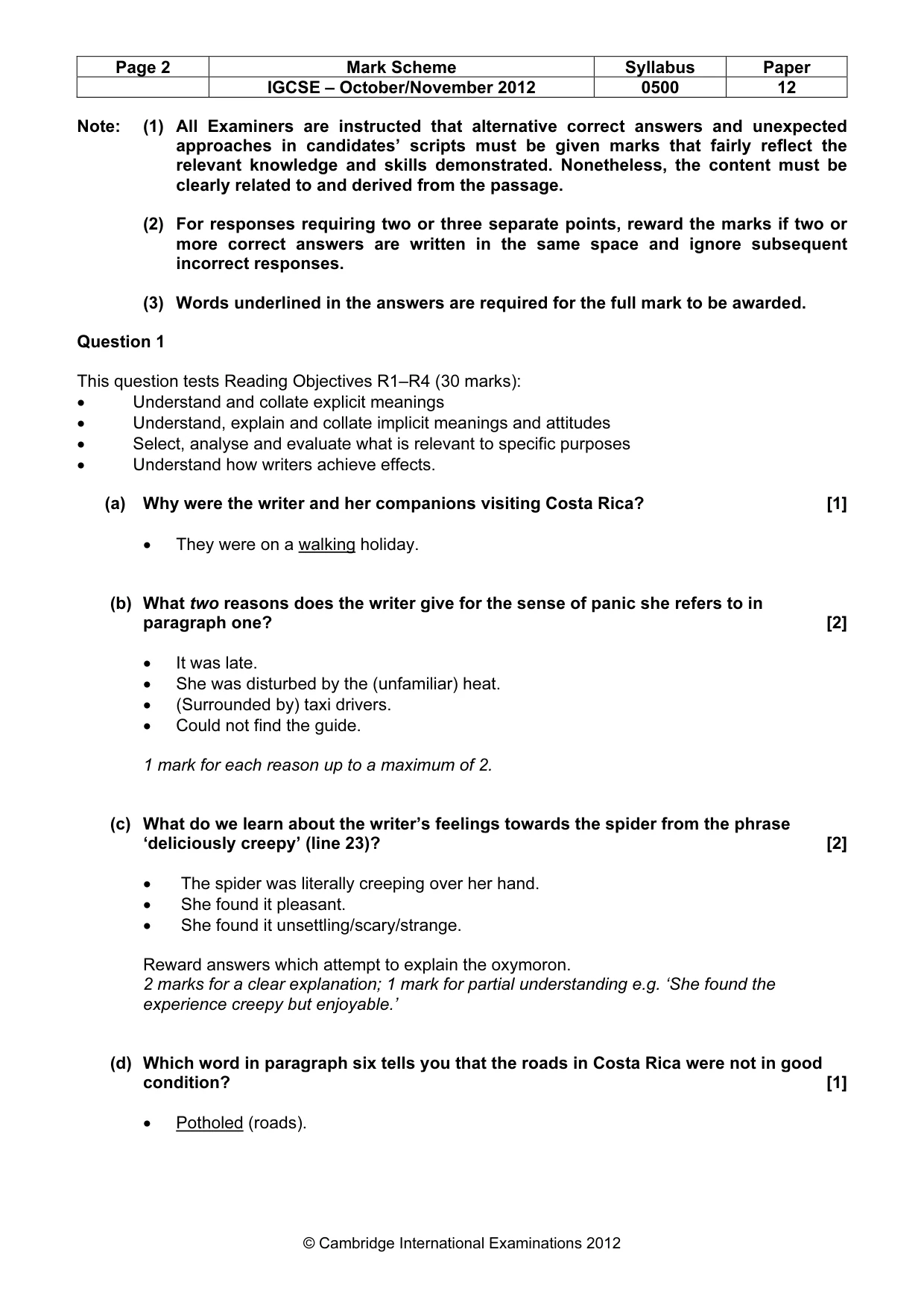 Mark scheme, page 2 of 7