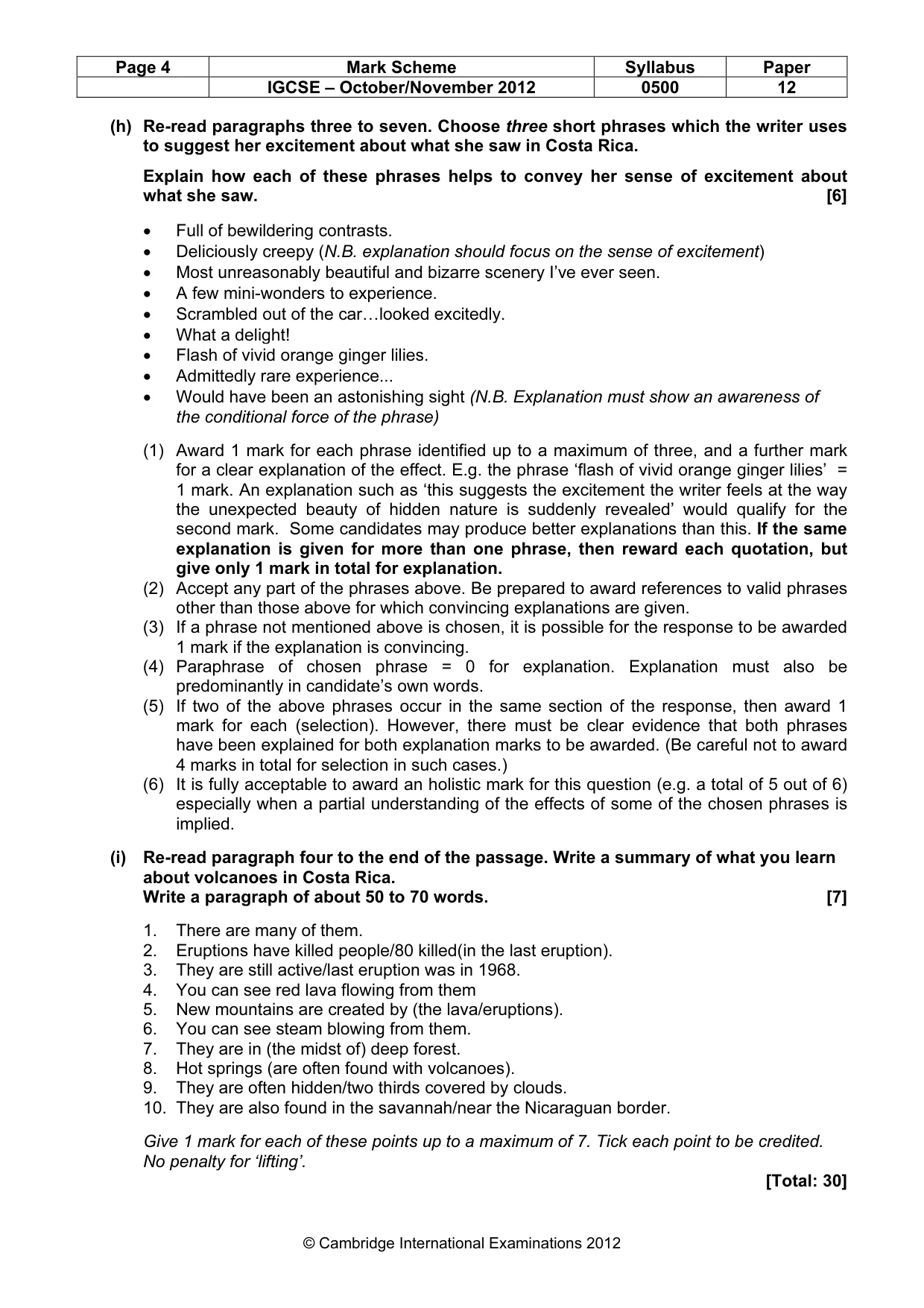 Mark scheme, page 4 of 7