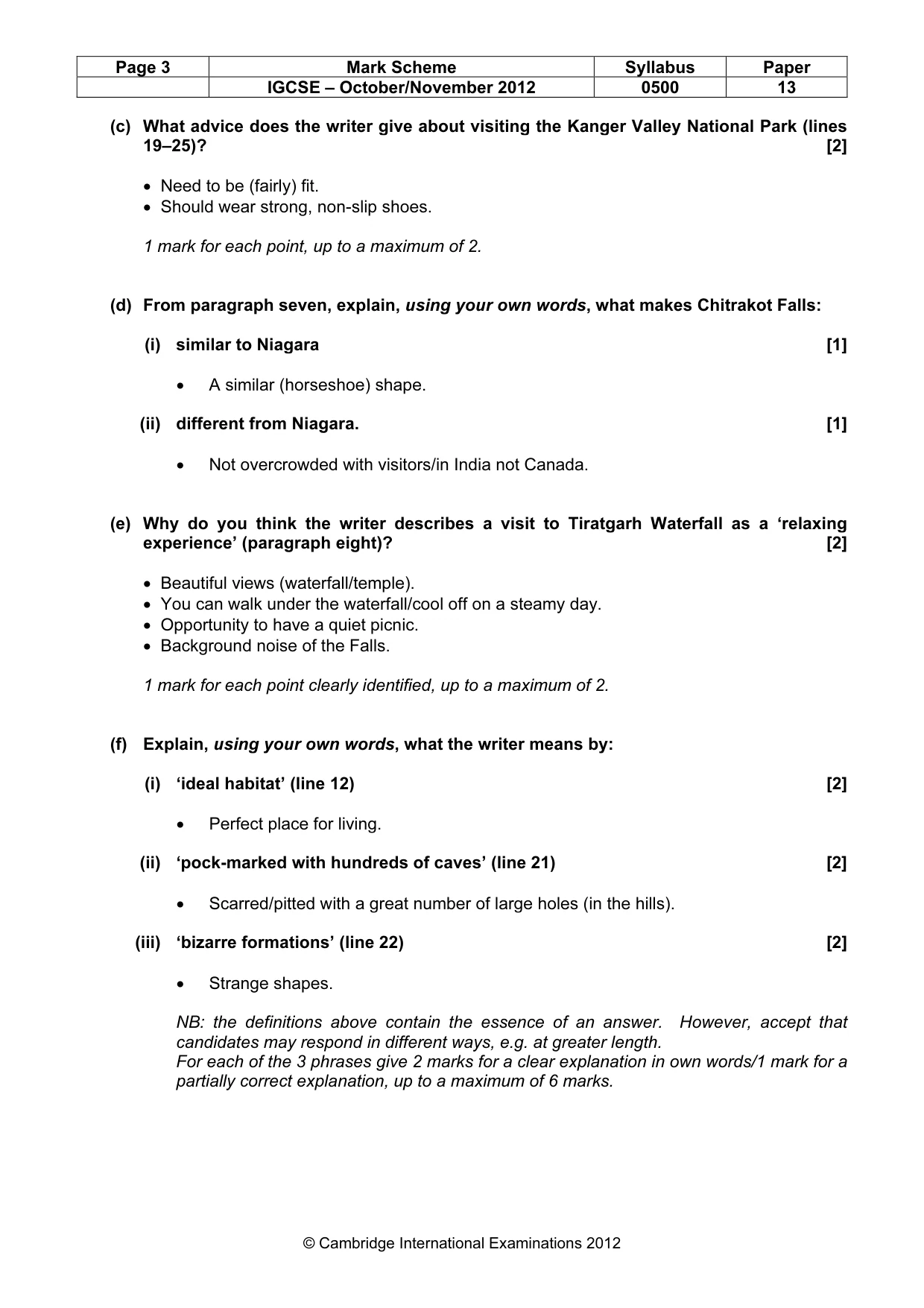 Mark scheme, page 3 of 7