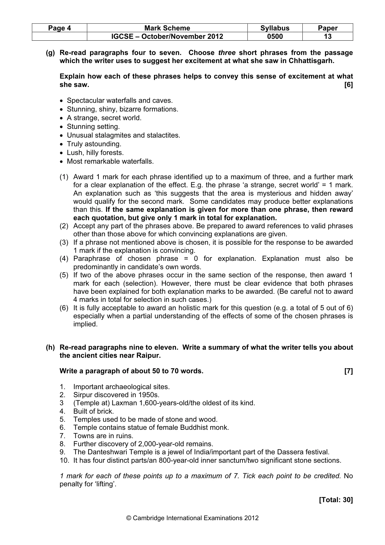 Mark scheme, page 4 of 7