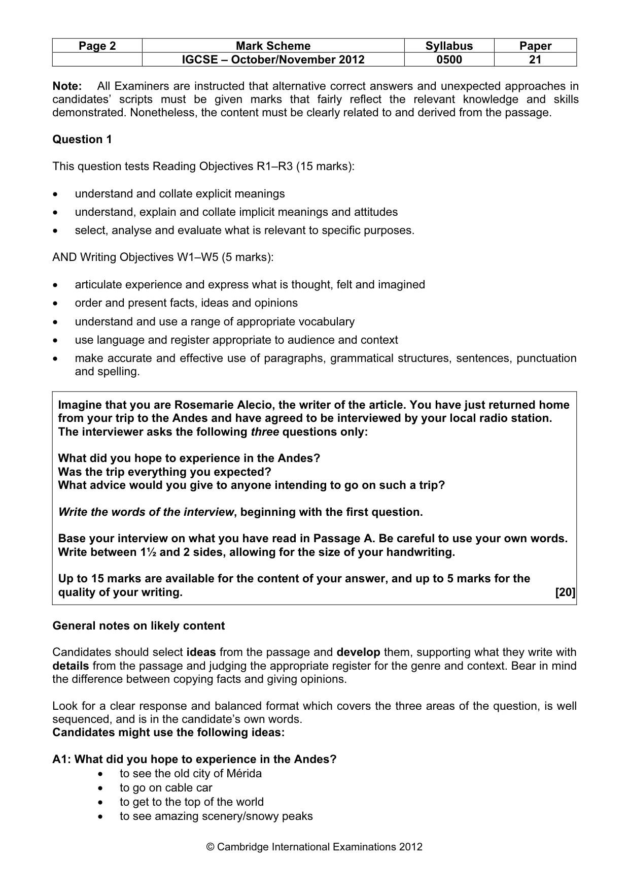 Mark scheme, page 2 of 11
