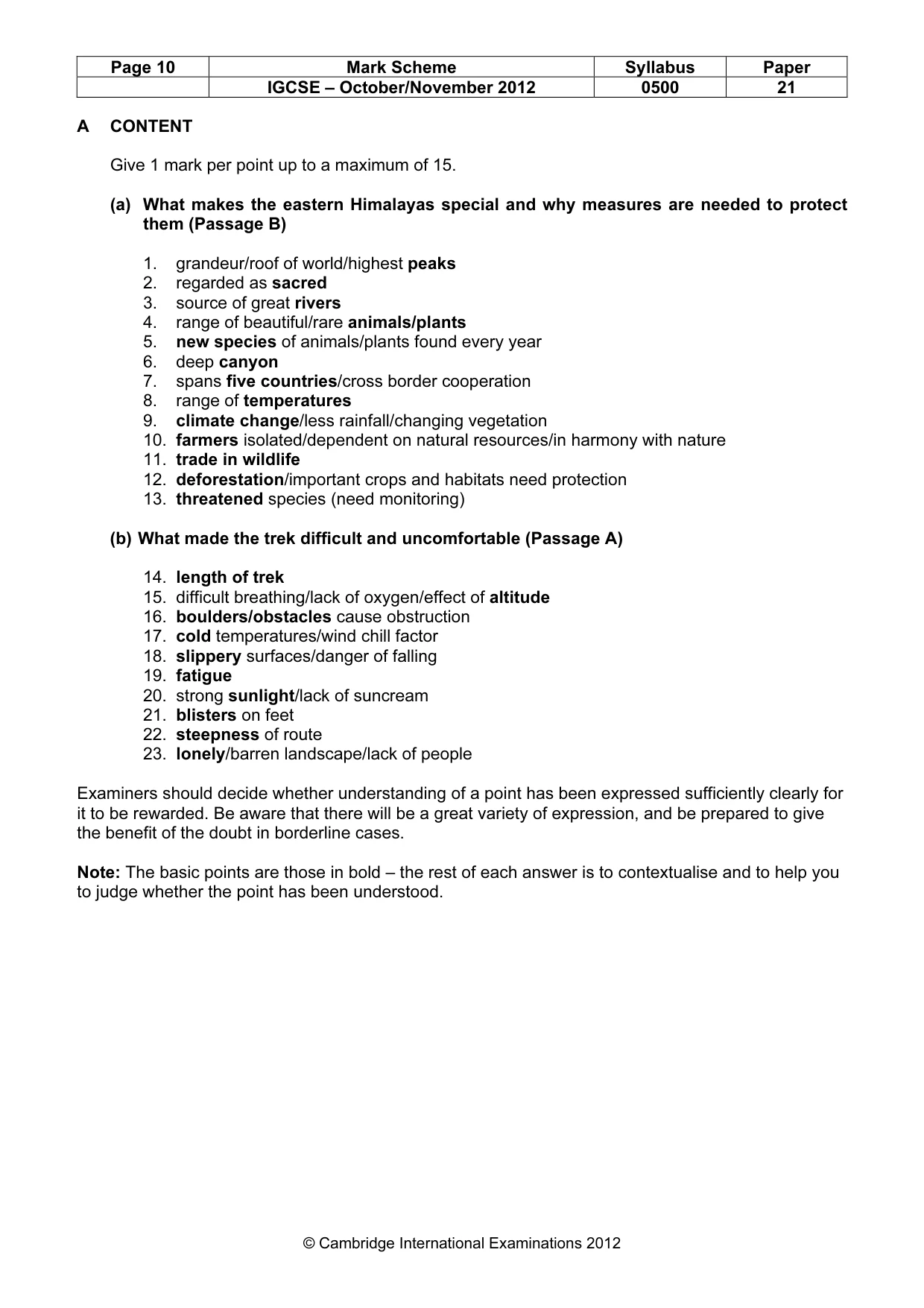 Mark scheme, page 10 of 11
