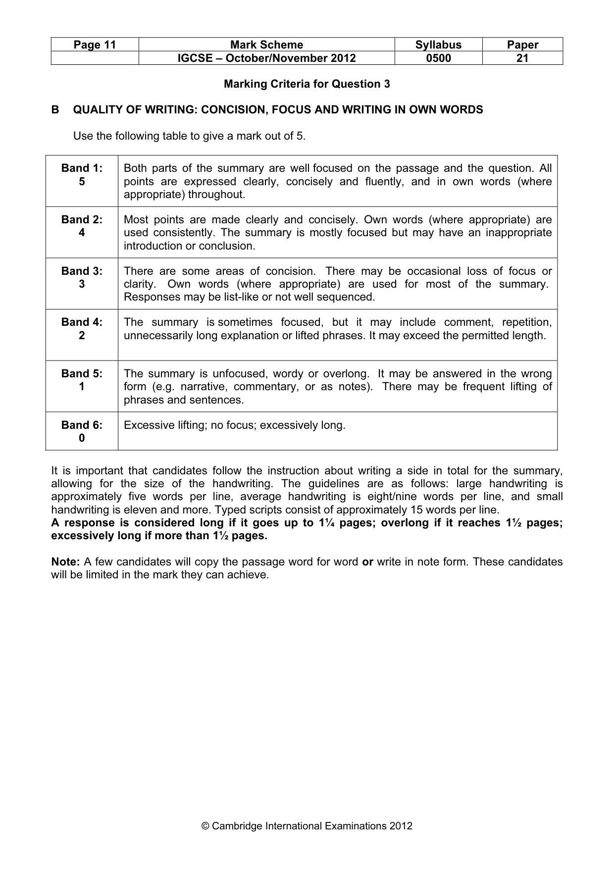 Mark scheme, page 11 of 11