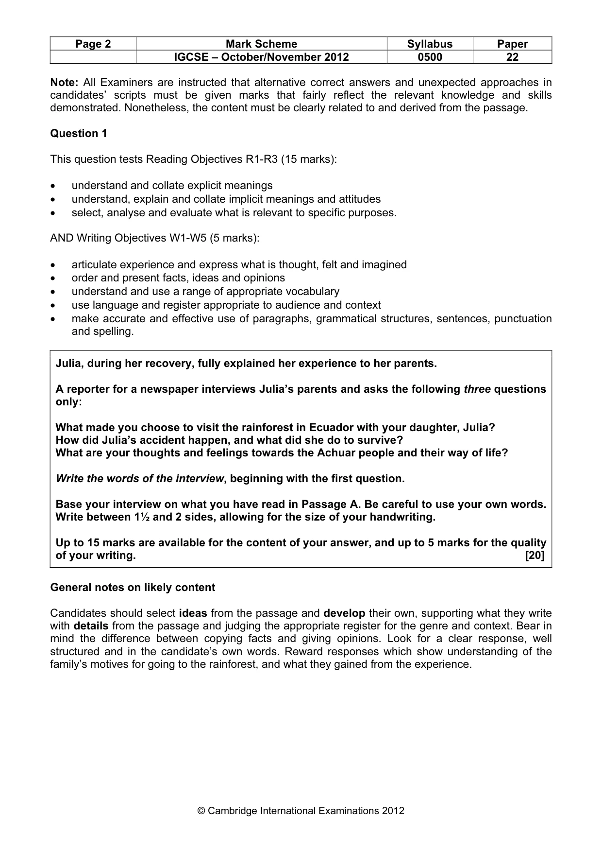 Mark scheme, page 2 of 11