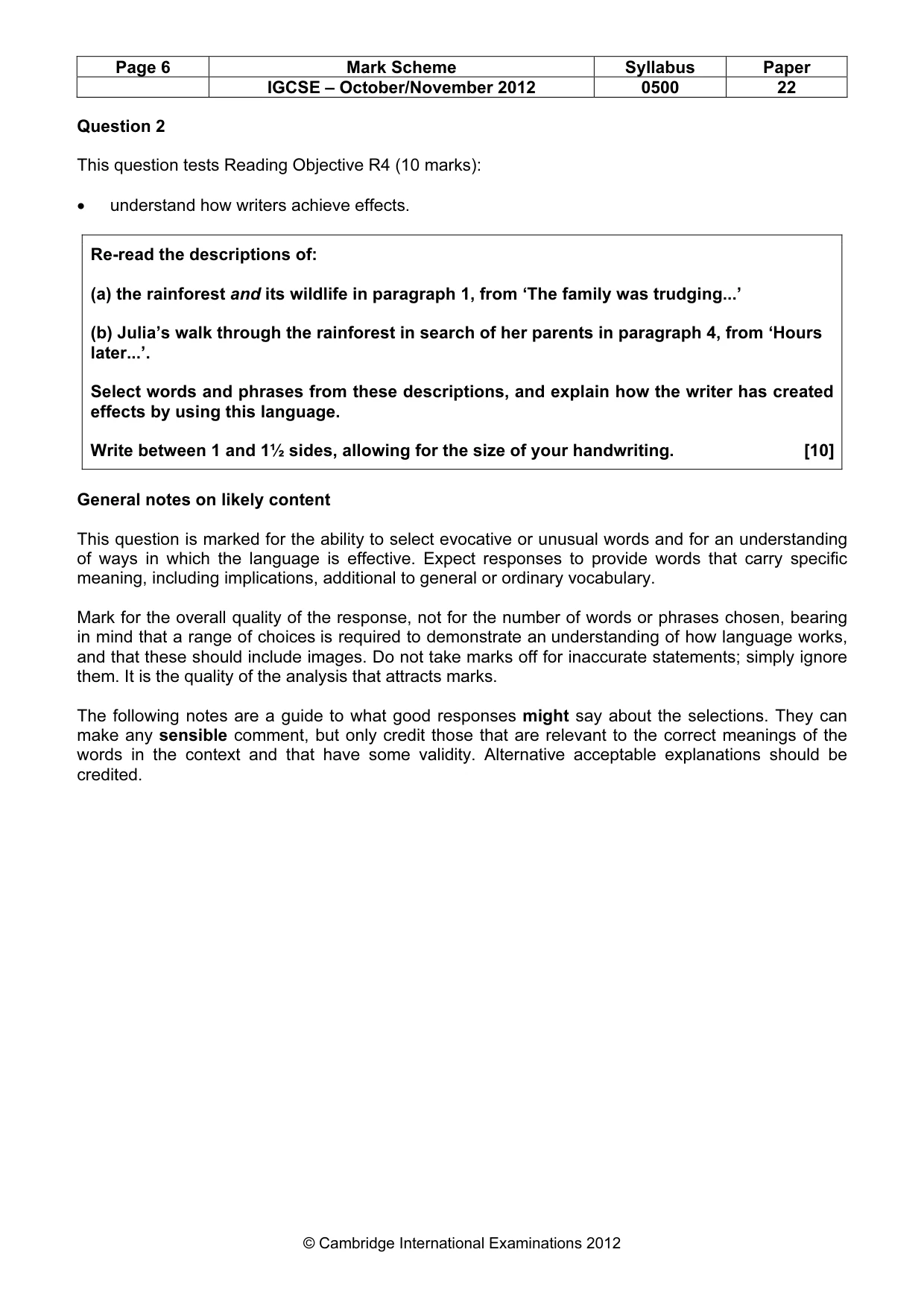 Mark scheme, page 6 of 11