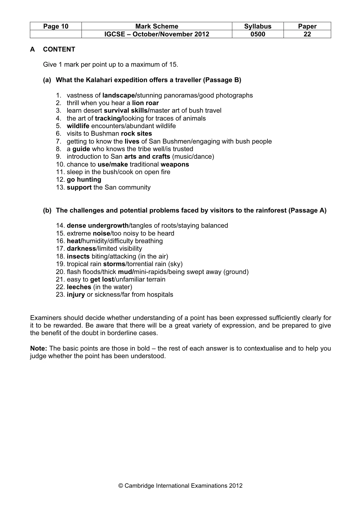 Mark scheme, page 10 of 11