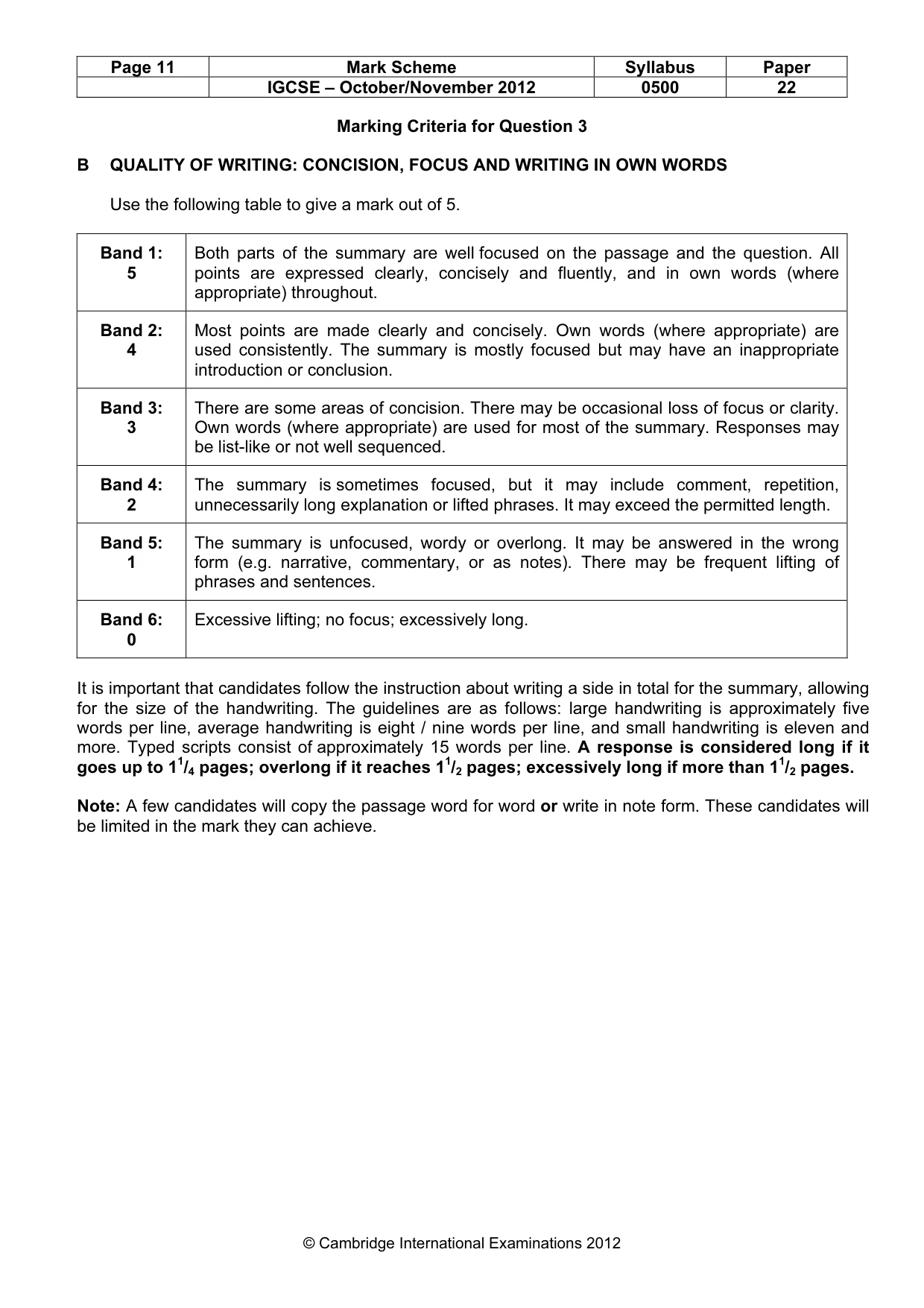 Mark scheme, page 11 of 11