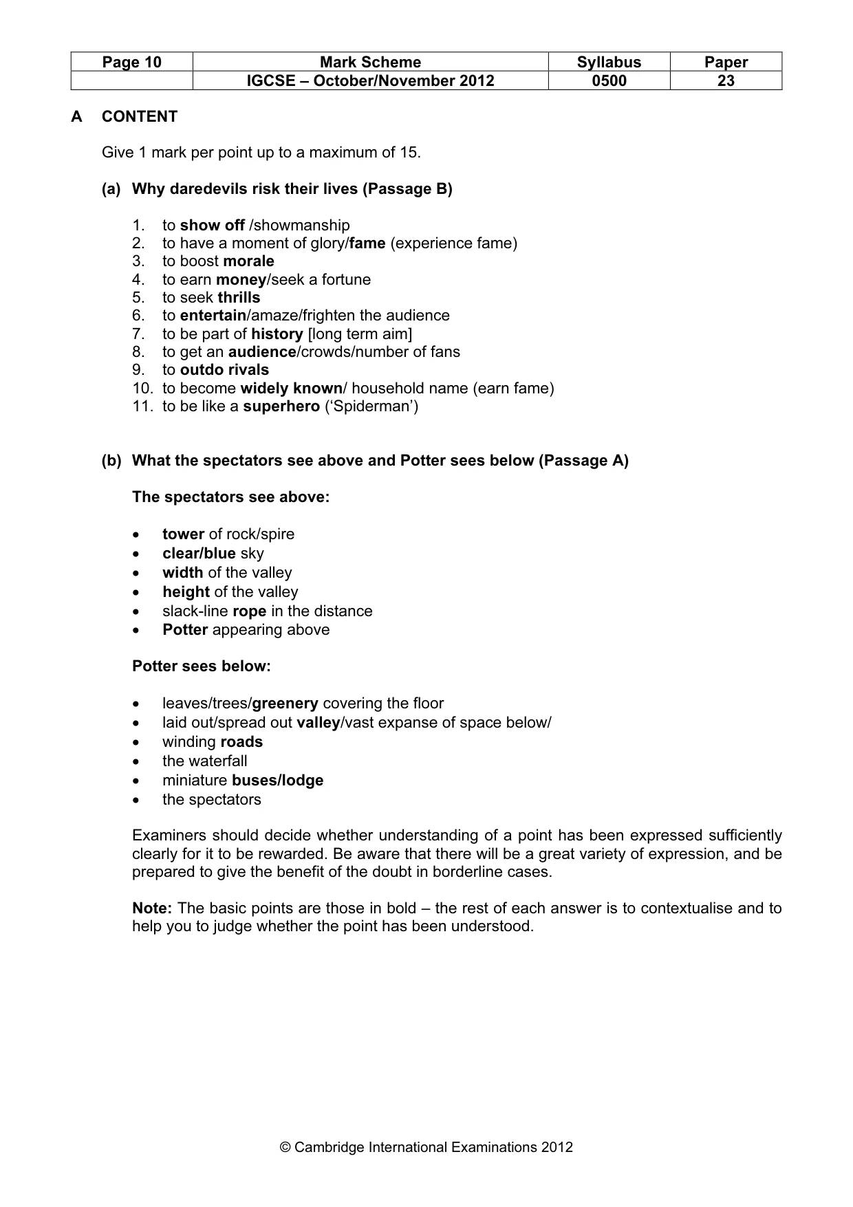 Mark scheme, page 10 of 11