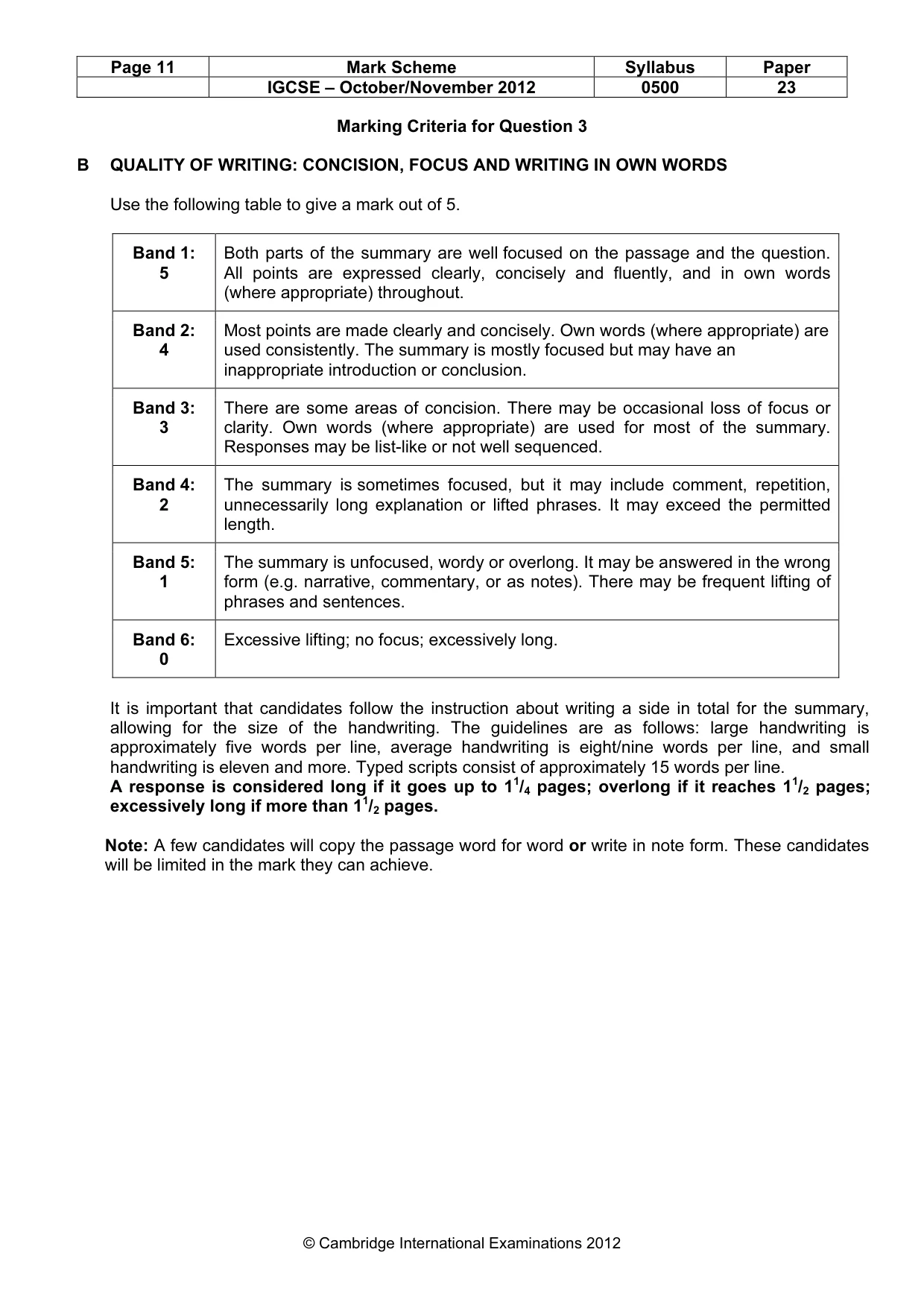 Mark scheme, page 11 of 11