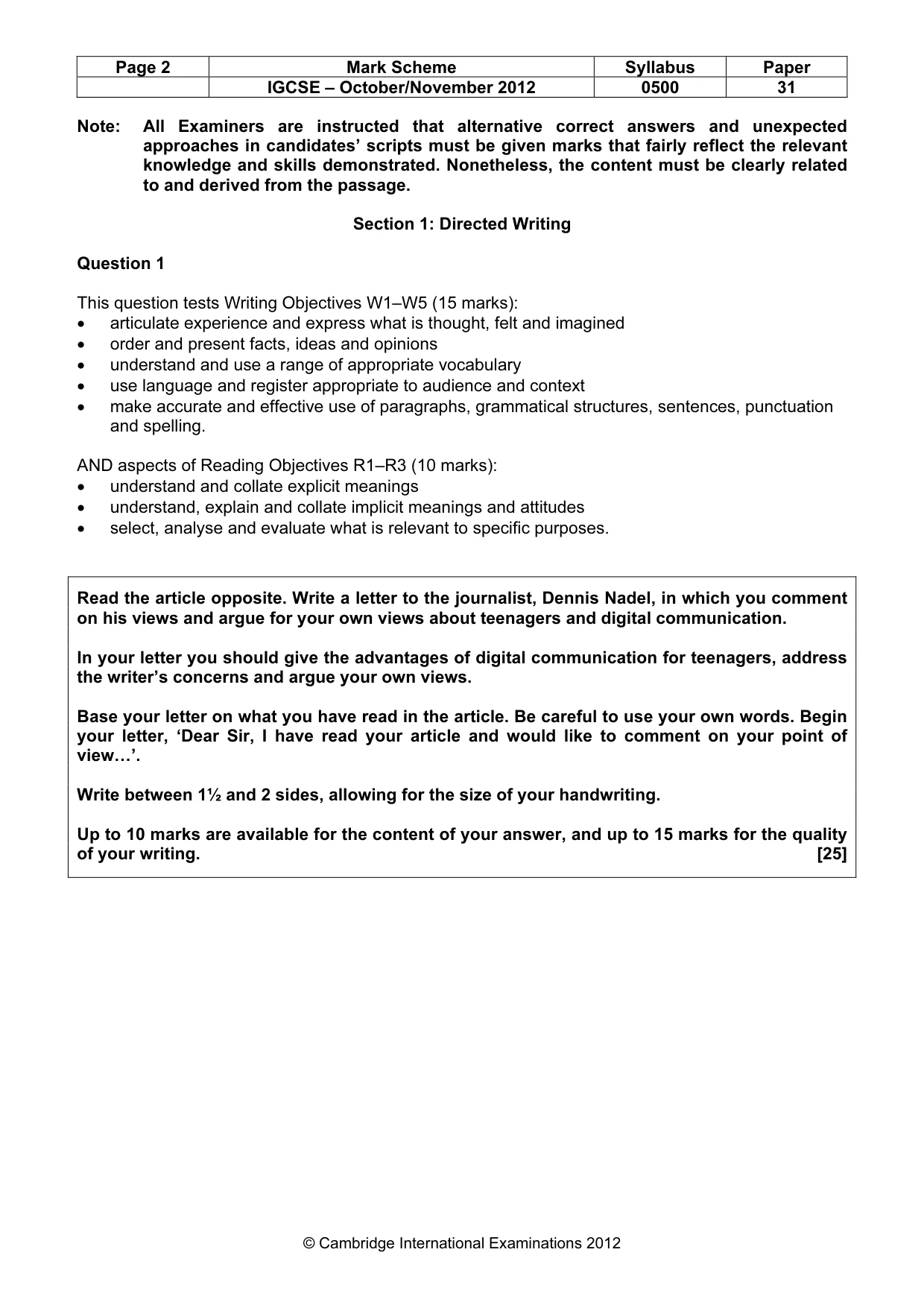 Mark scheme, page 2 of 9