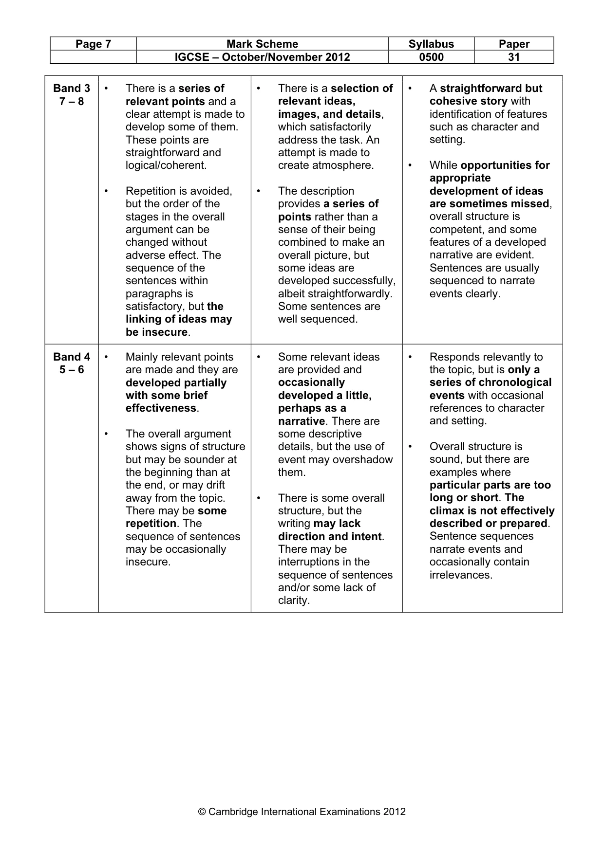 Mark scheme, page 7 of 9