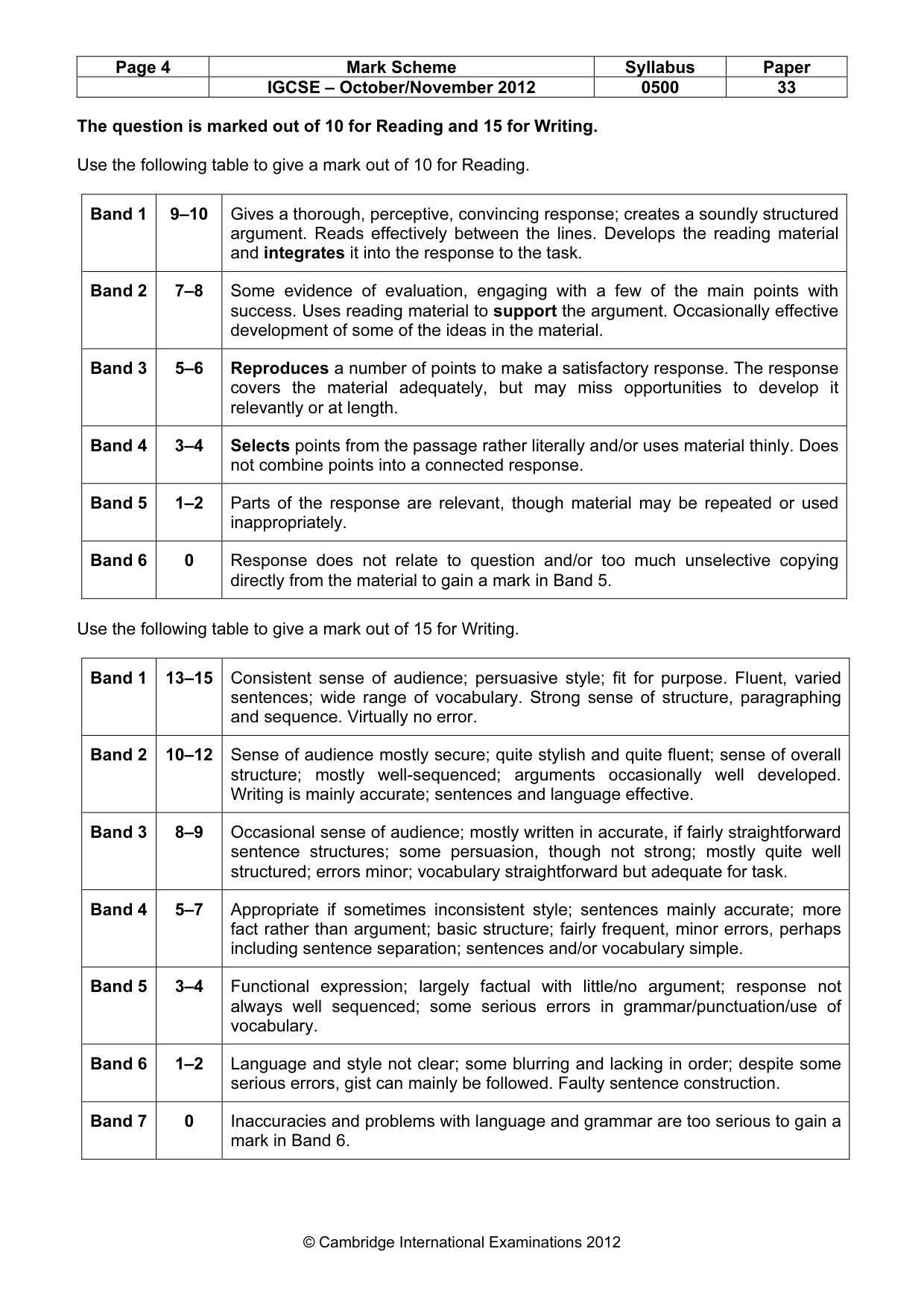 Mark scheme, page 4 of 9
