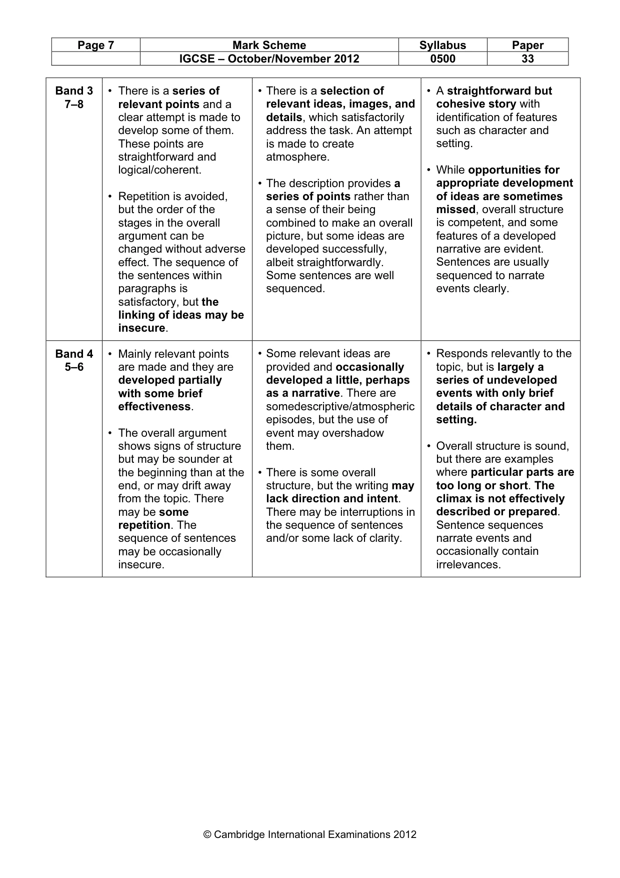 Mark scheme, page 7 of 9