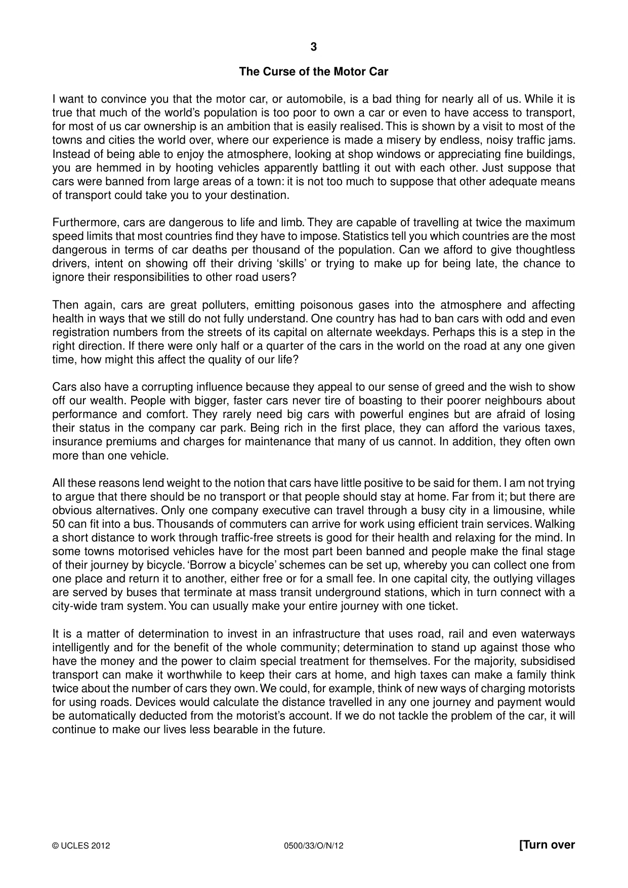 Cambridge IGCSE English - First Language 0500 2012 Oct/Nov Paper 3 · Variant 3 question paper, page 3 of 4