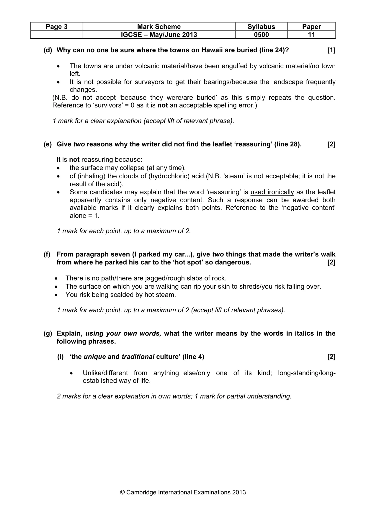 Mark scheme, page 3 of 8