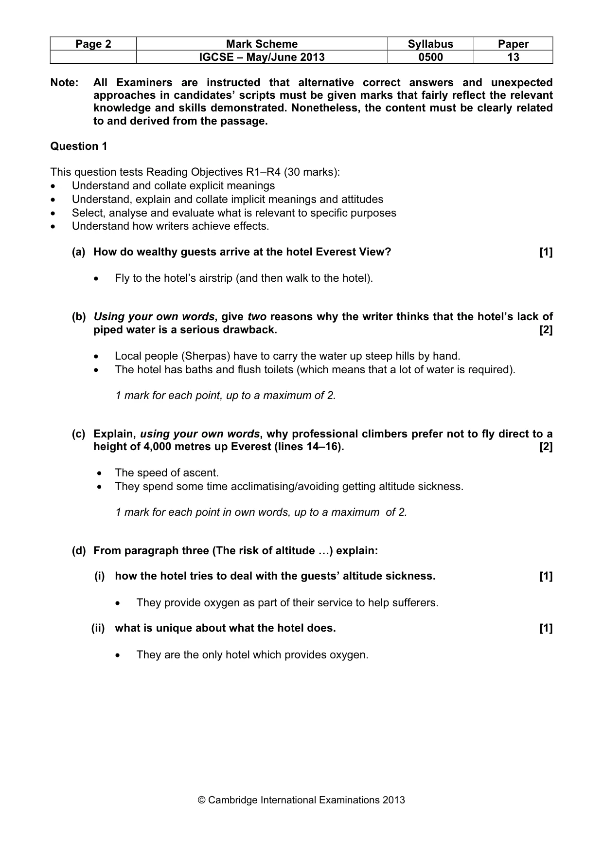 Mark scheme, page 2 of 8