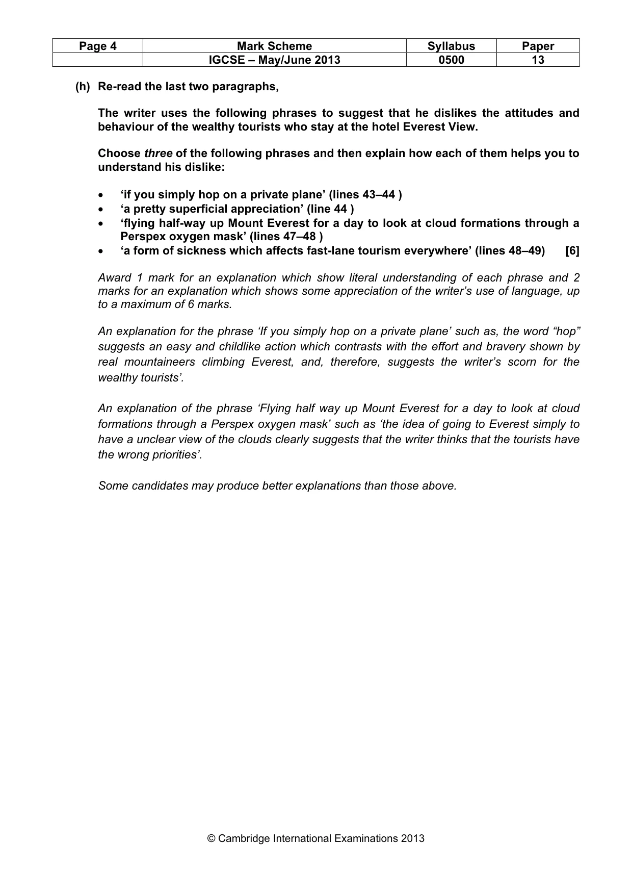 Mark scheme, page 4 of 8