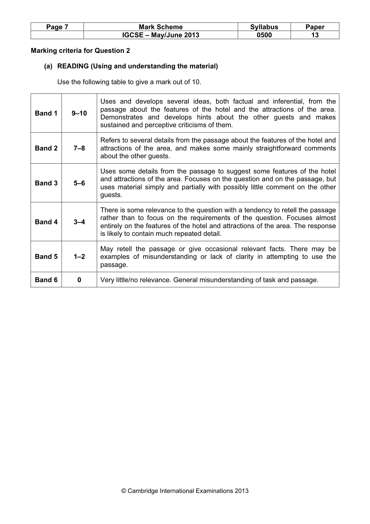 Mark scheme, page 7 of 8