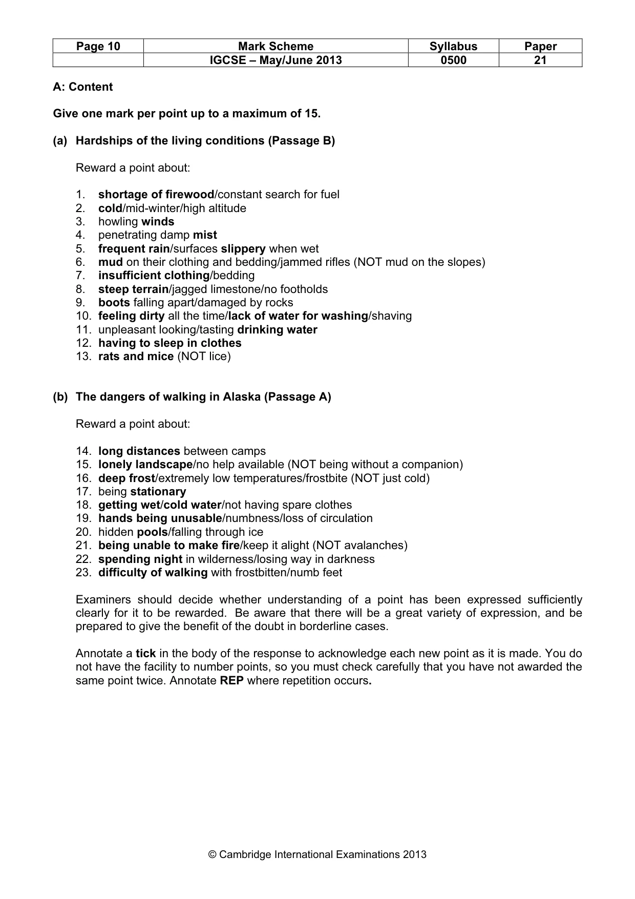 Mark scheme, page 10 of 11