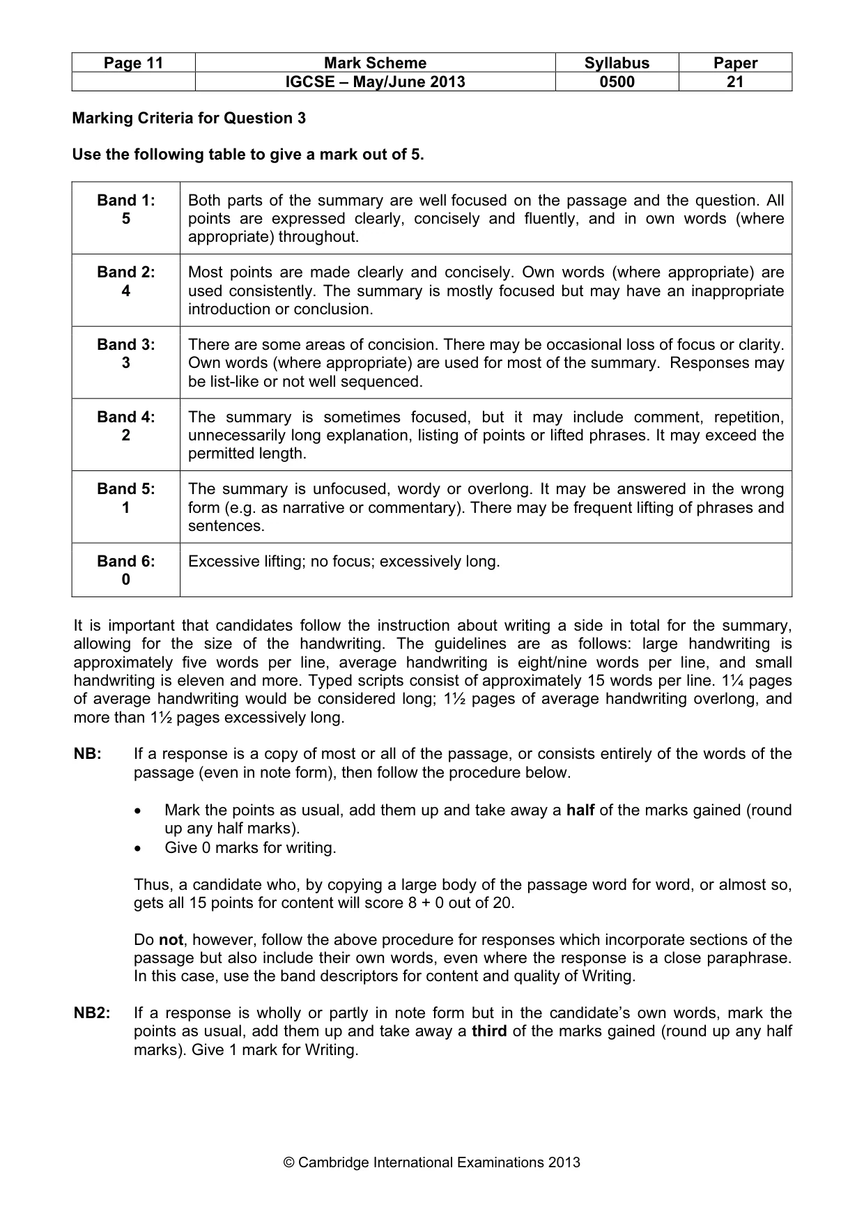 Mark scheme, page 11 of 11