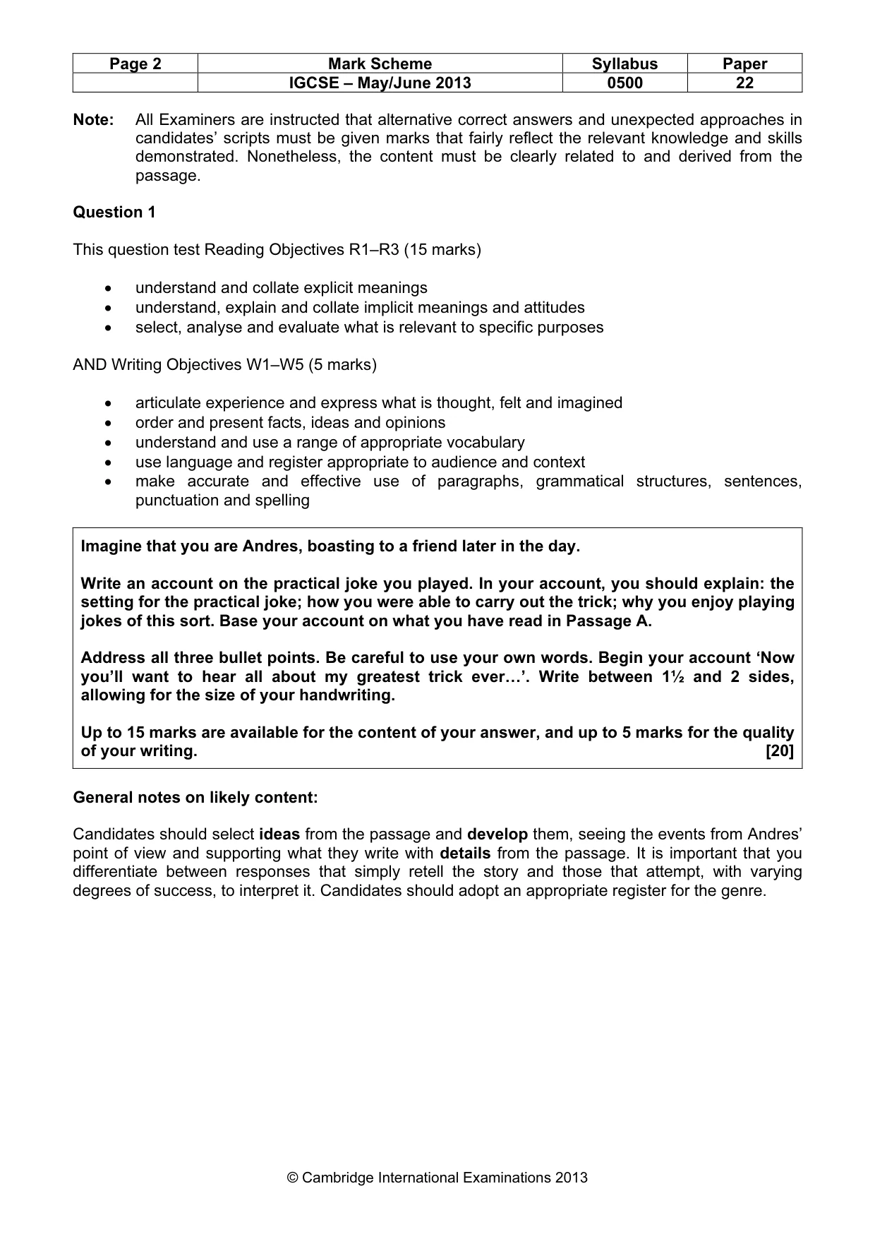 Mark scheme, page 2 of 11
