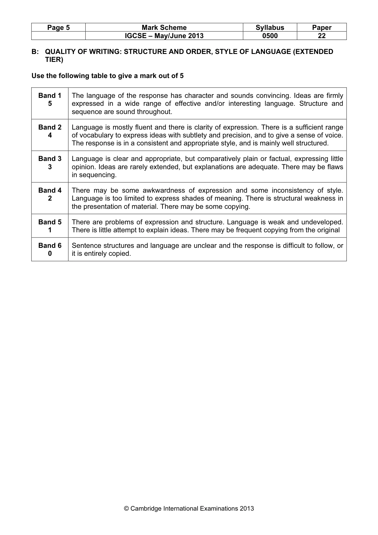 Mark scheme, page 5 of 11