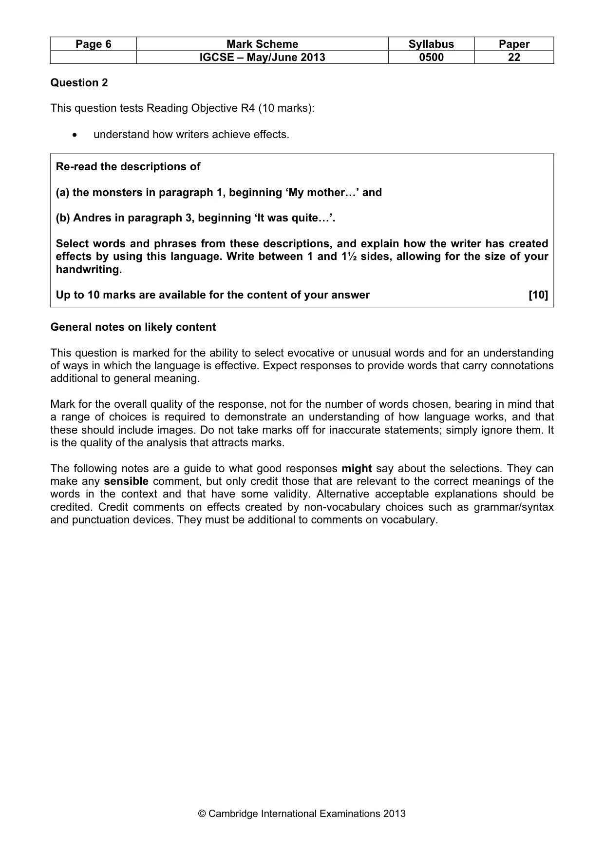 Mark scheme, page 6 of 11
