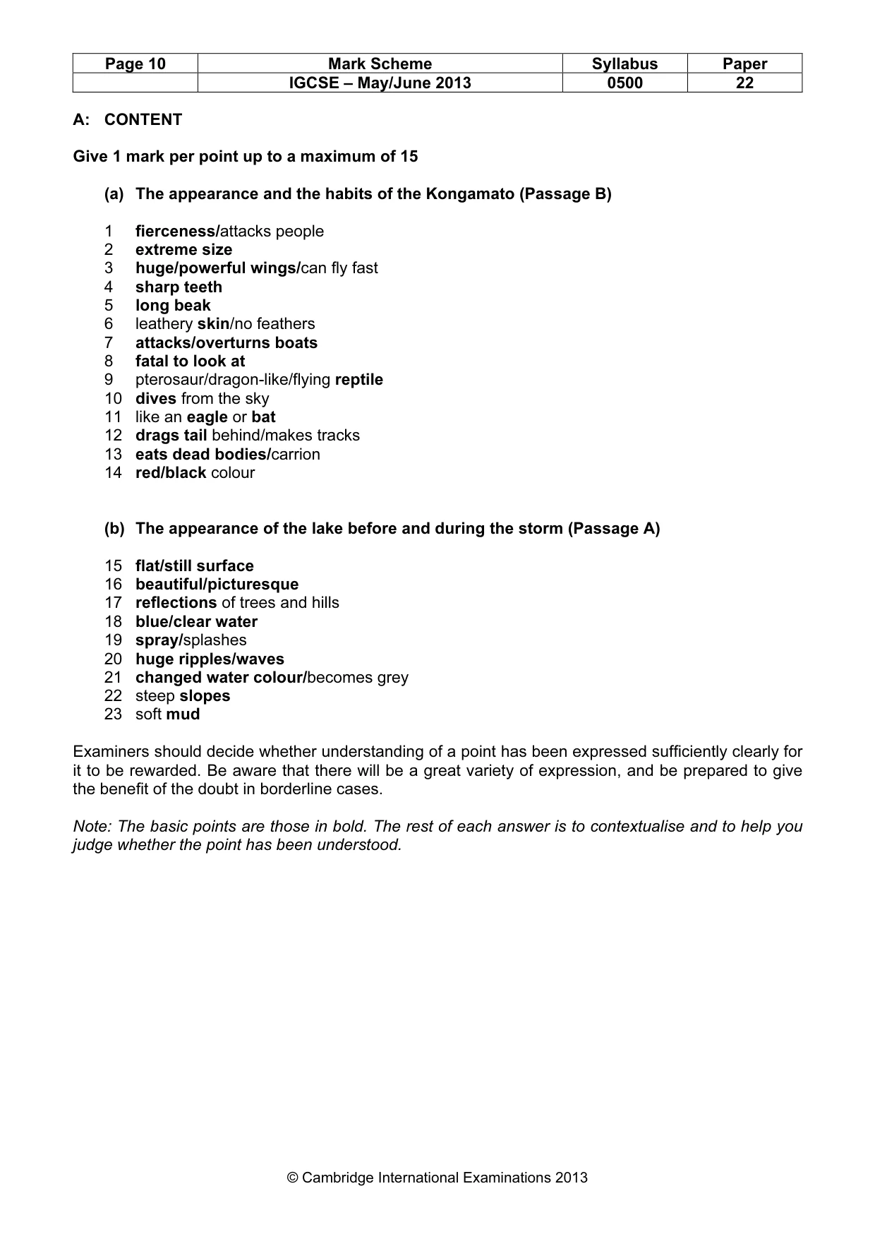 Mark scheme, page 10 of 11