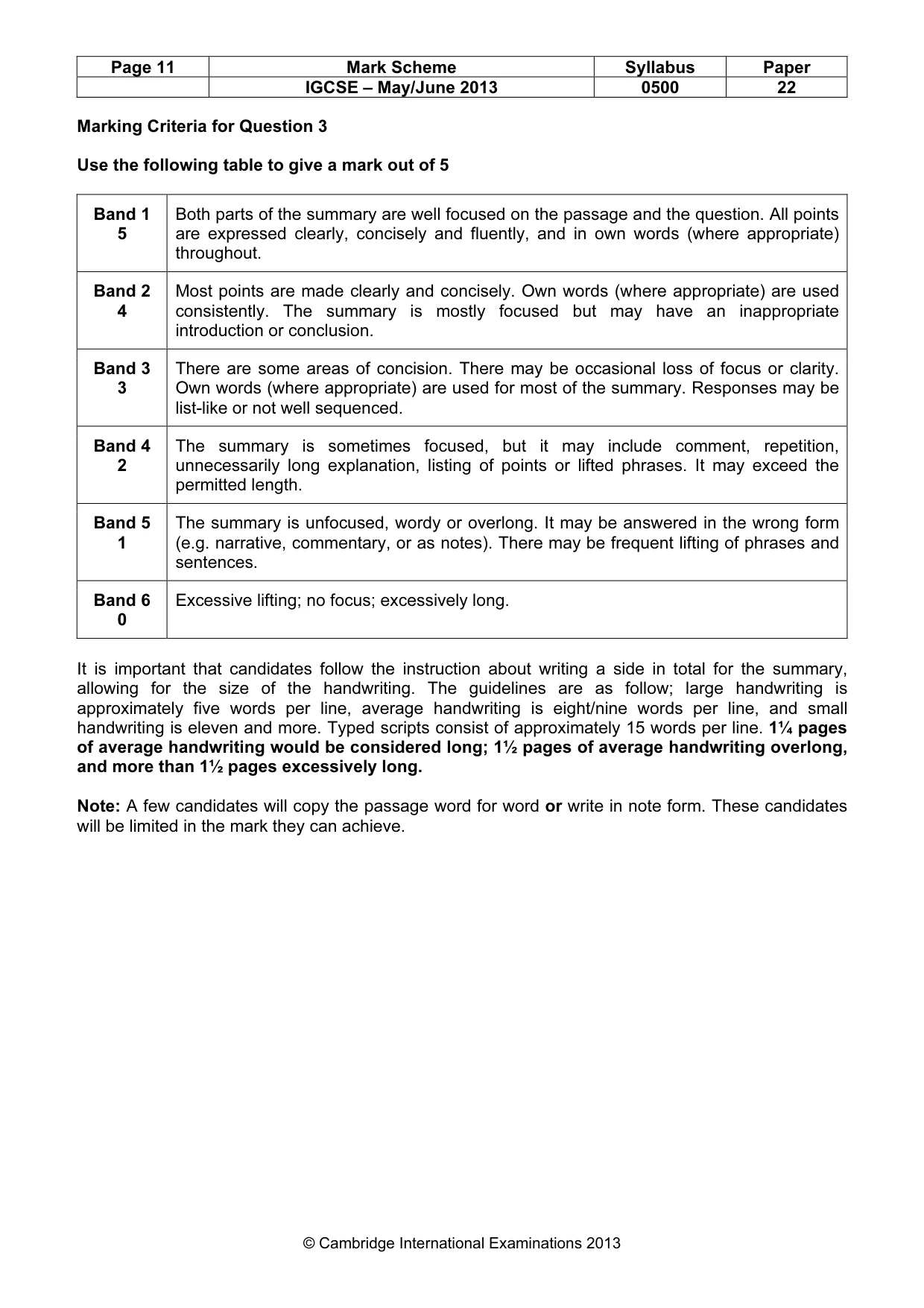 Mark scheme, page 11 of 11