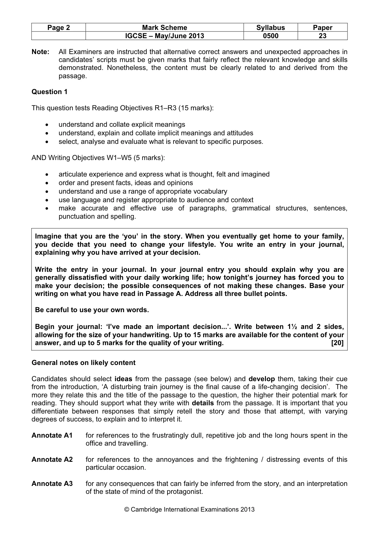 Mark scheme, page 2 of 11