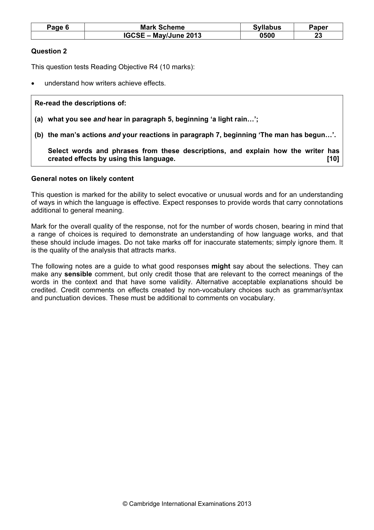 Mark scheme, page 6 of 11