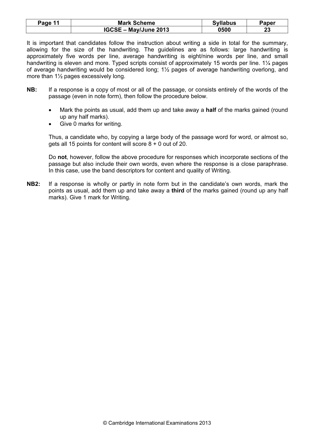 Mark scheme, page 11 of 11