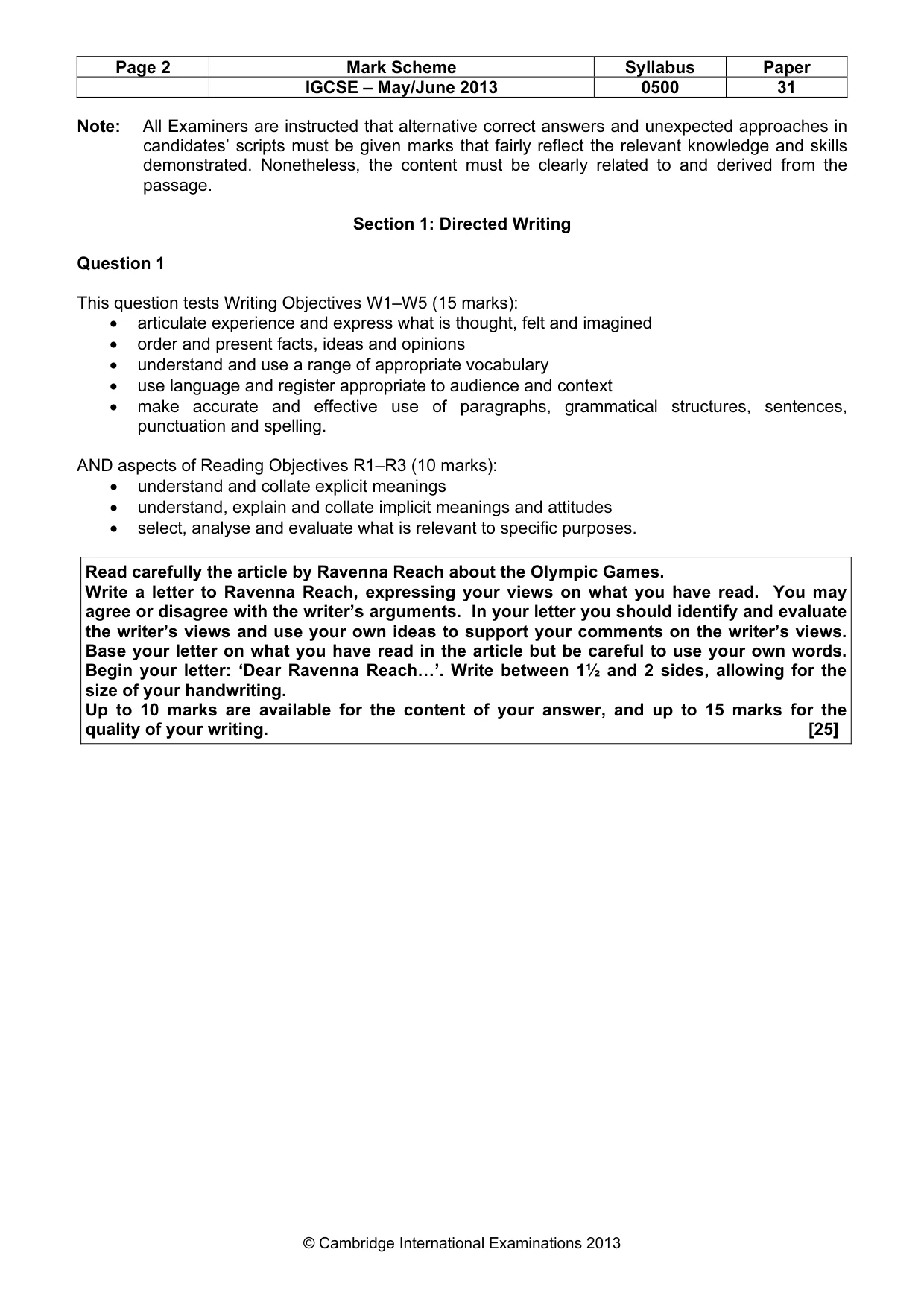 Mark scheme, page 2 of 9